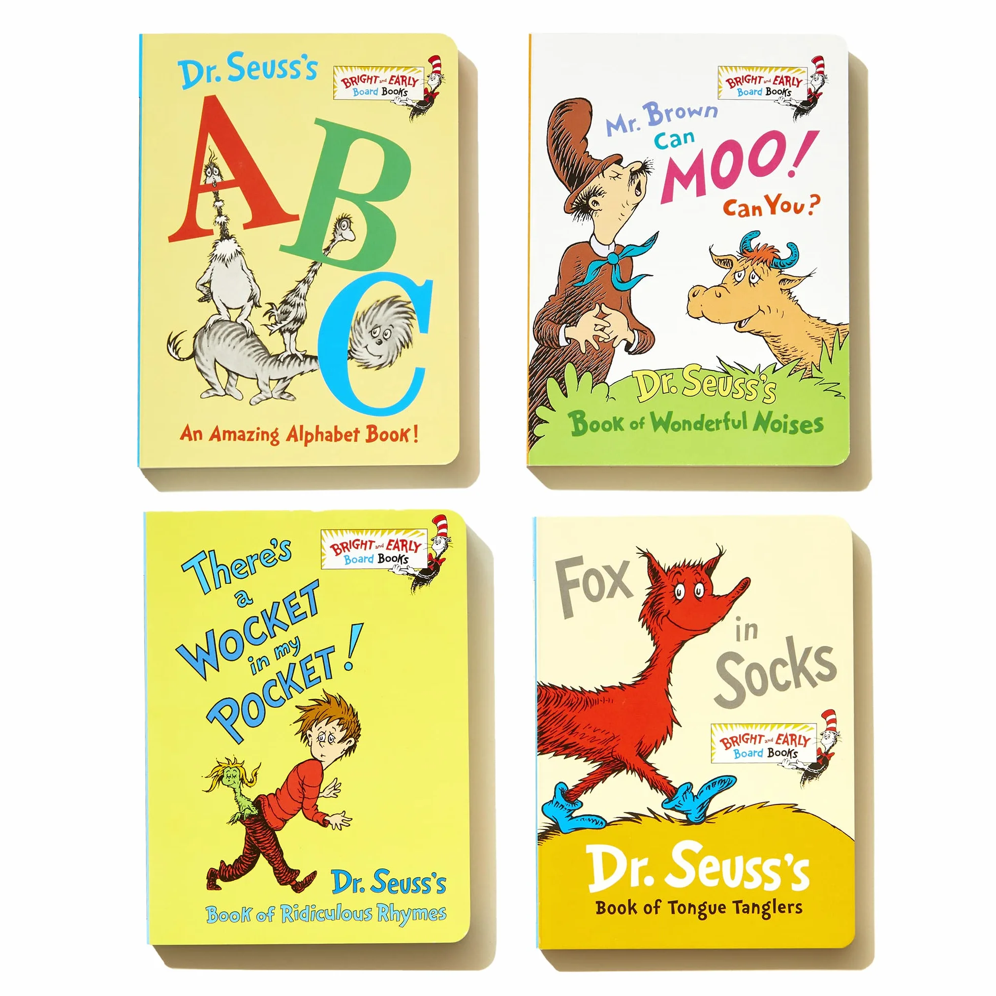 Little Green Boxed Set of Bright and Early Board Books: Fox in Socks; Mr. Brown Can Moo! Can You?; There's a Wocket in My Pocket!; Dr. Seuss's ABC