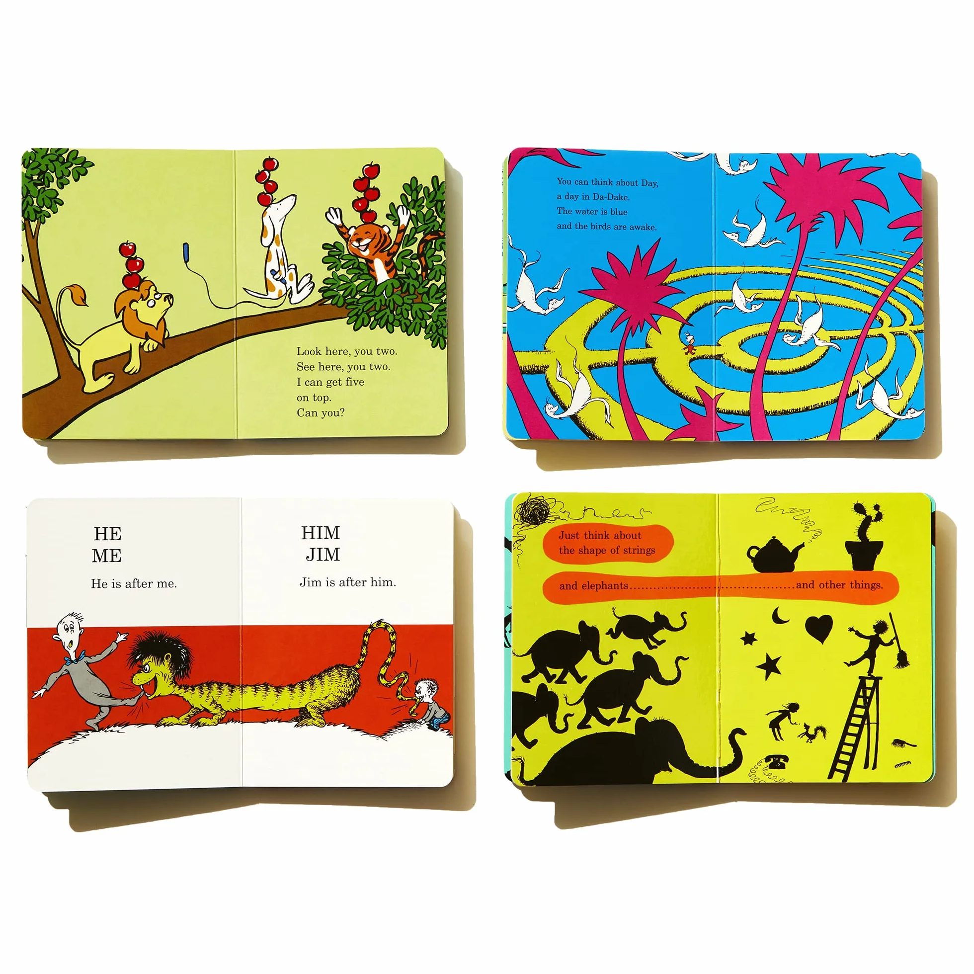 The Little Blue Boxed Set of 4 Bright and Early Board Books: Hop on Pop; Oh, the Thinks You Can Think!; Ten Apples Up On Top!; The Shape of Me and Other Stuff