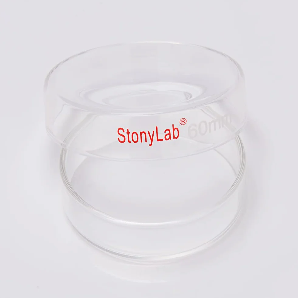 stonylab Szklane naczynie Petri, 60 x 15 mm autoklawowalne szkło borokrzemowe kultura komórek naczynie Petri z przezroczystą pokrywą do laboratorium
