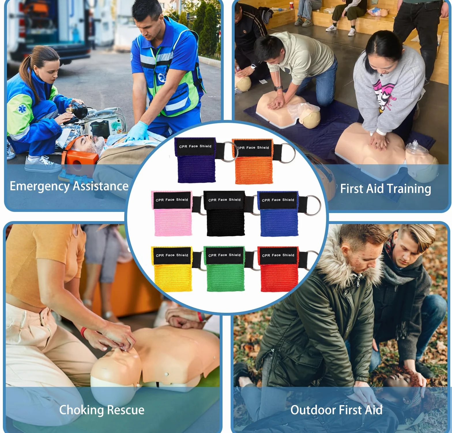 Maska respiratorska CPR 8 sztuk, maska ochronna twarz pierwszej pomocy trening AED
