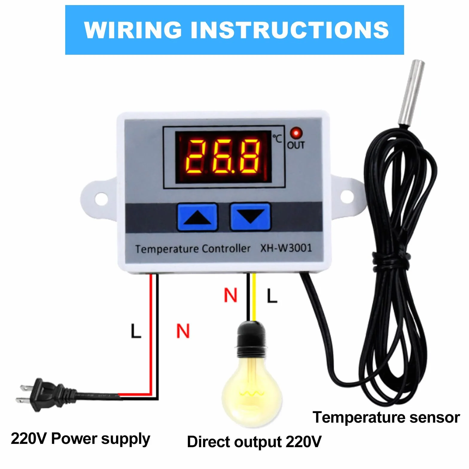 3 cyfrowe regulatory temperatury, AC 110 V-220 V, cyfrowy wyświetlacz LCD, mikrokomputer, termostat, sterownik, moduł przełączający, mikrokomputer, regulator termiczny, termopara, termostat