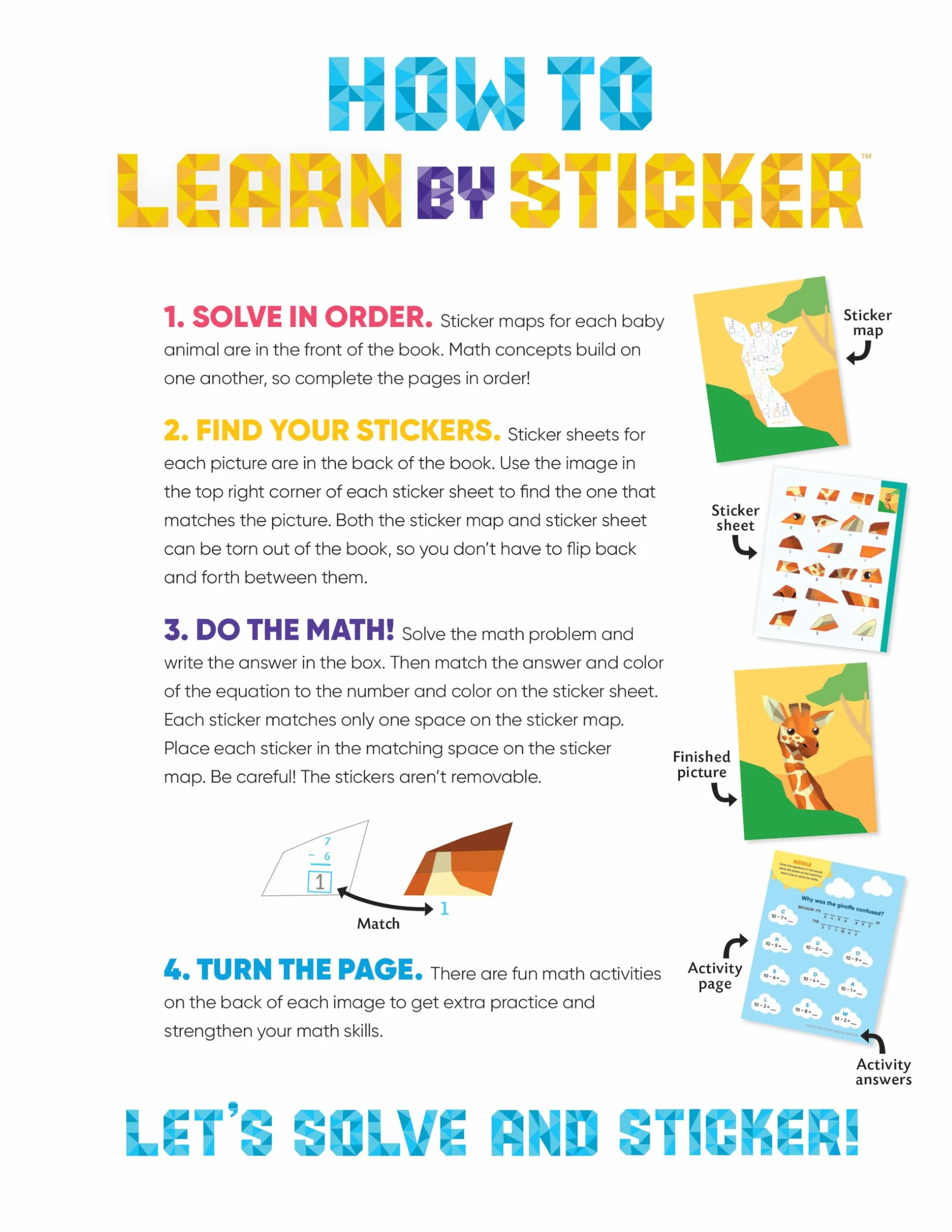 Learn by Sticker: Addition and Subtraction: Use Math to Create 10 Baby Animals!: 1