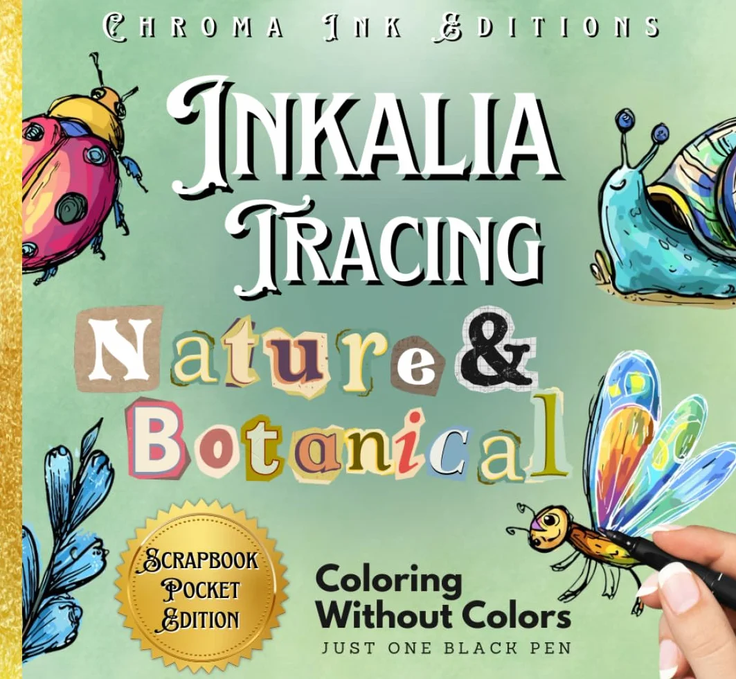 Inkalia Tracing Nature & Botanicals Doodles Scrapbook Edition: Trace Elegant Floral Scrapbooking with One Black Pen
