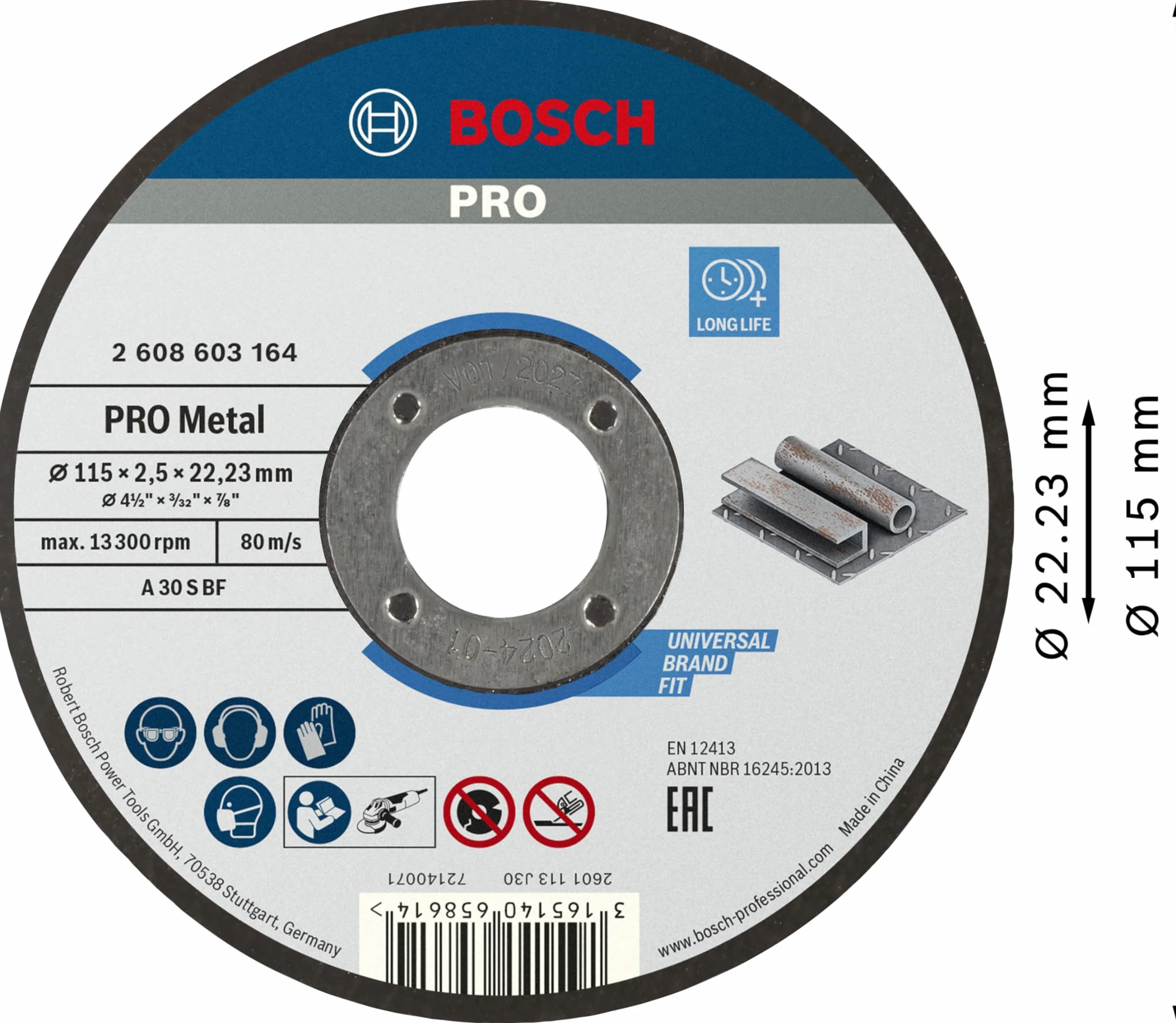 Bosch Professional Tarcza tnąca do metalu Ø 115 x 2,5 mm do szlifierek kątowych