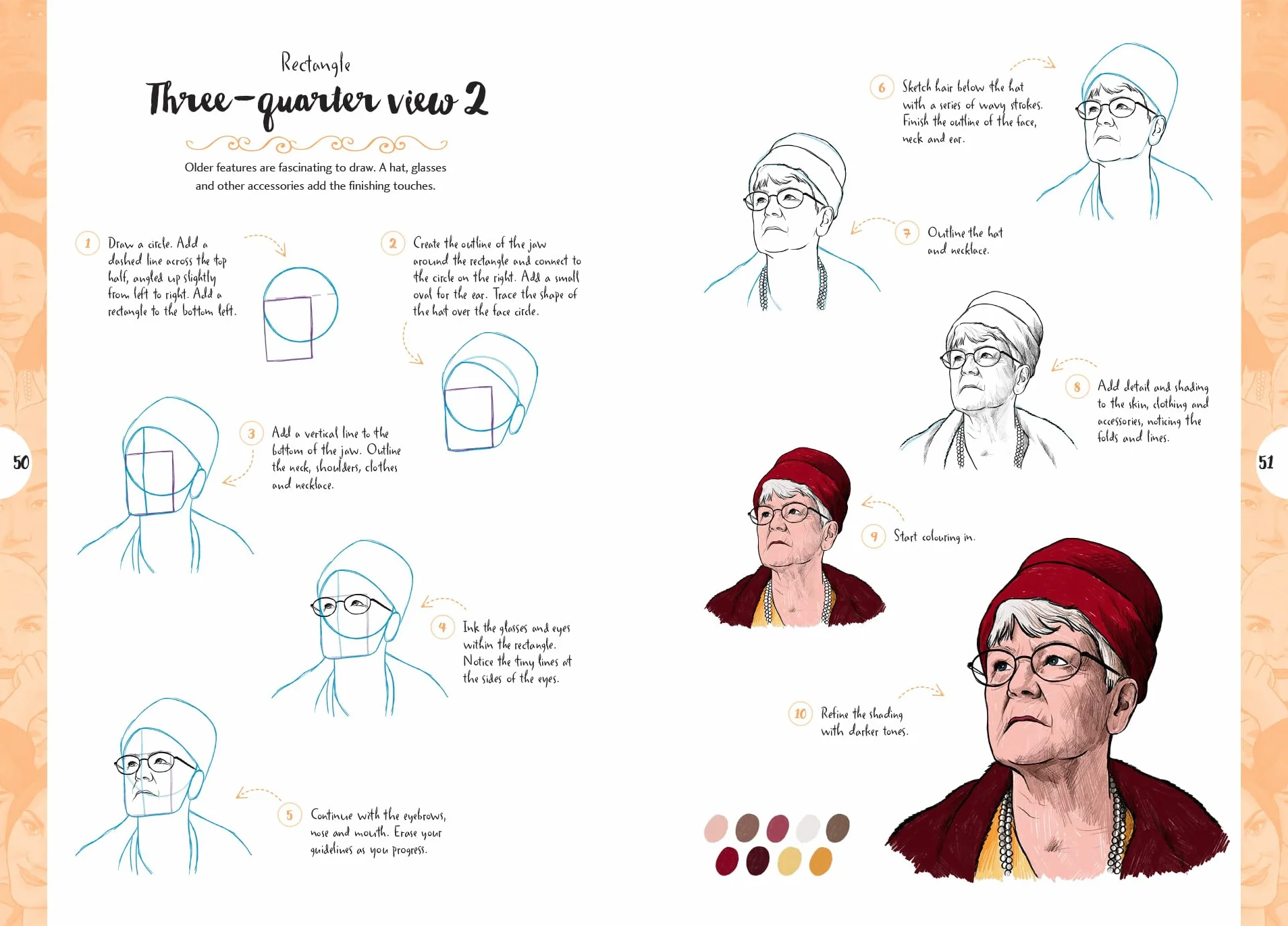 10 Step Drawing: Faces: Draw Over 50 Fabulous Faces in 10 Easy Steps