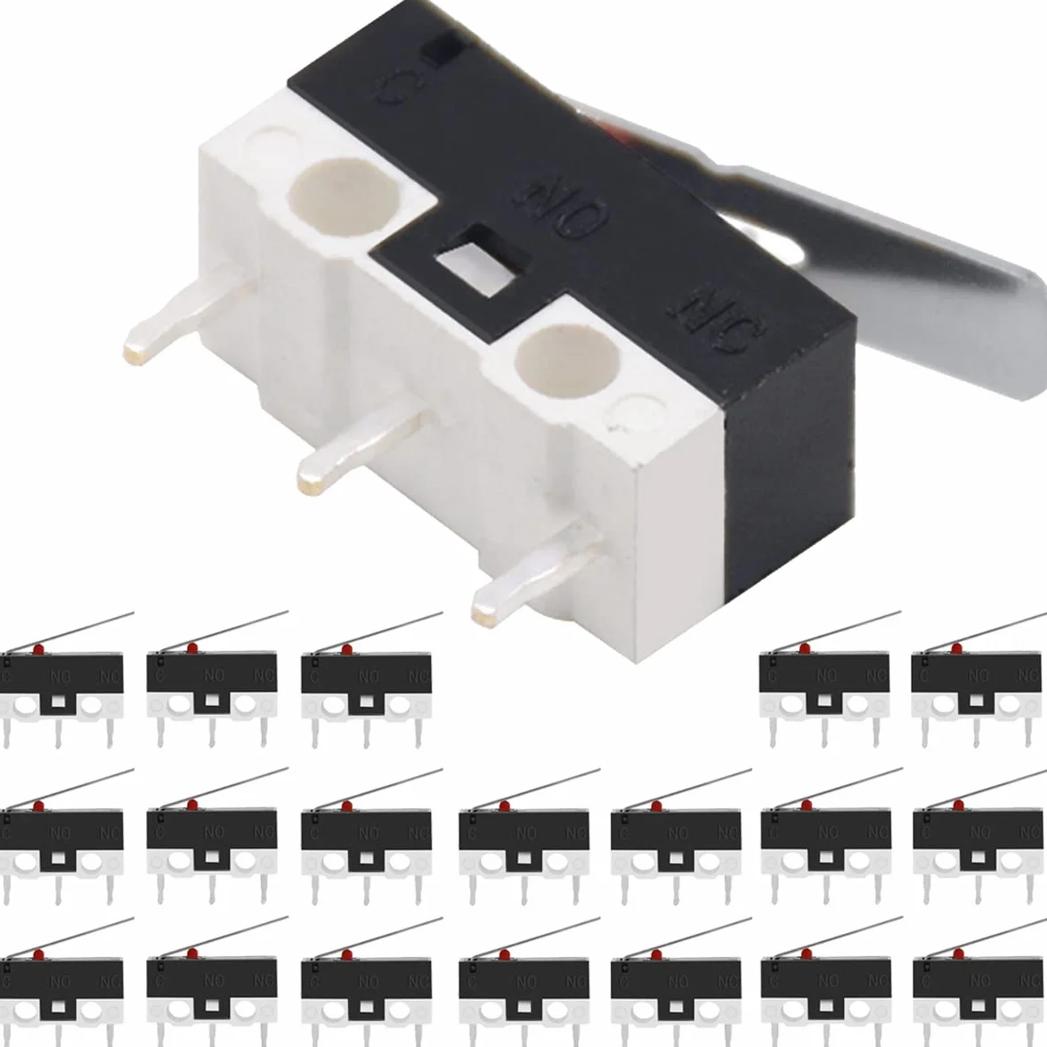 Mikroprzełącznik zakończenia biegu NO+NC 3PIN 125V 1A dźwignia prawy zawias czarny