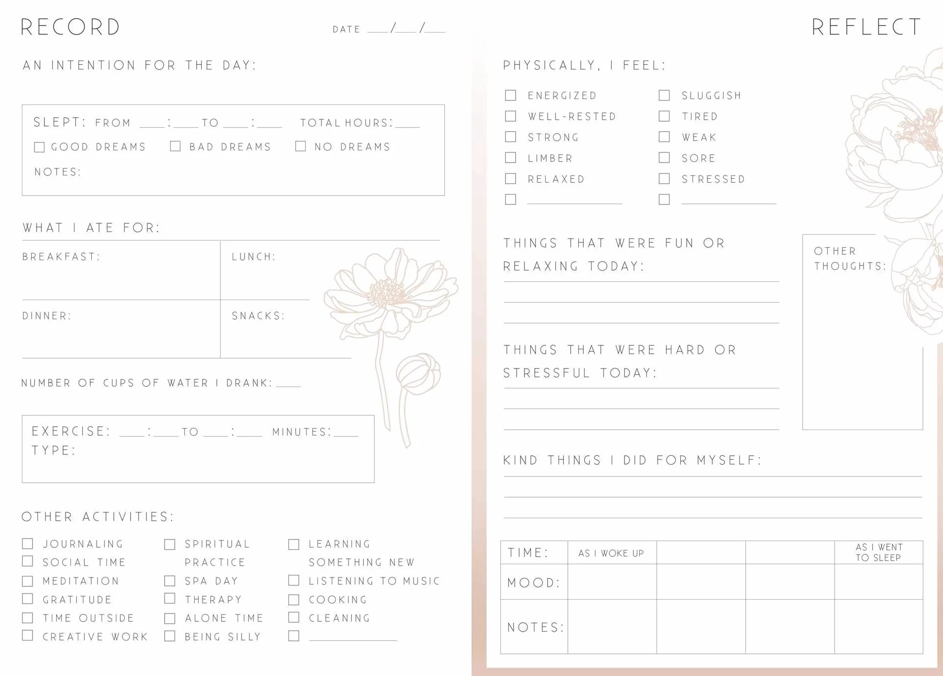 Self-Care: A Day and Night Reflection Journal (90 Days)