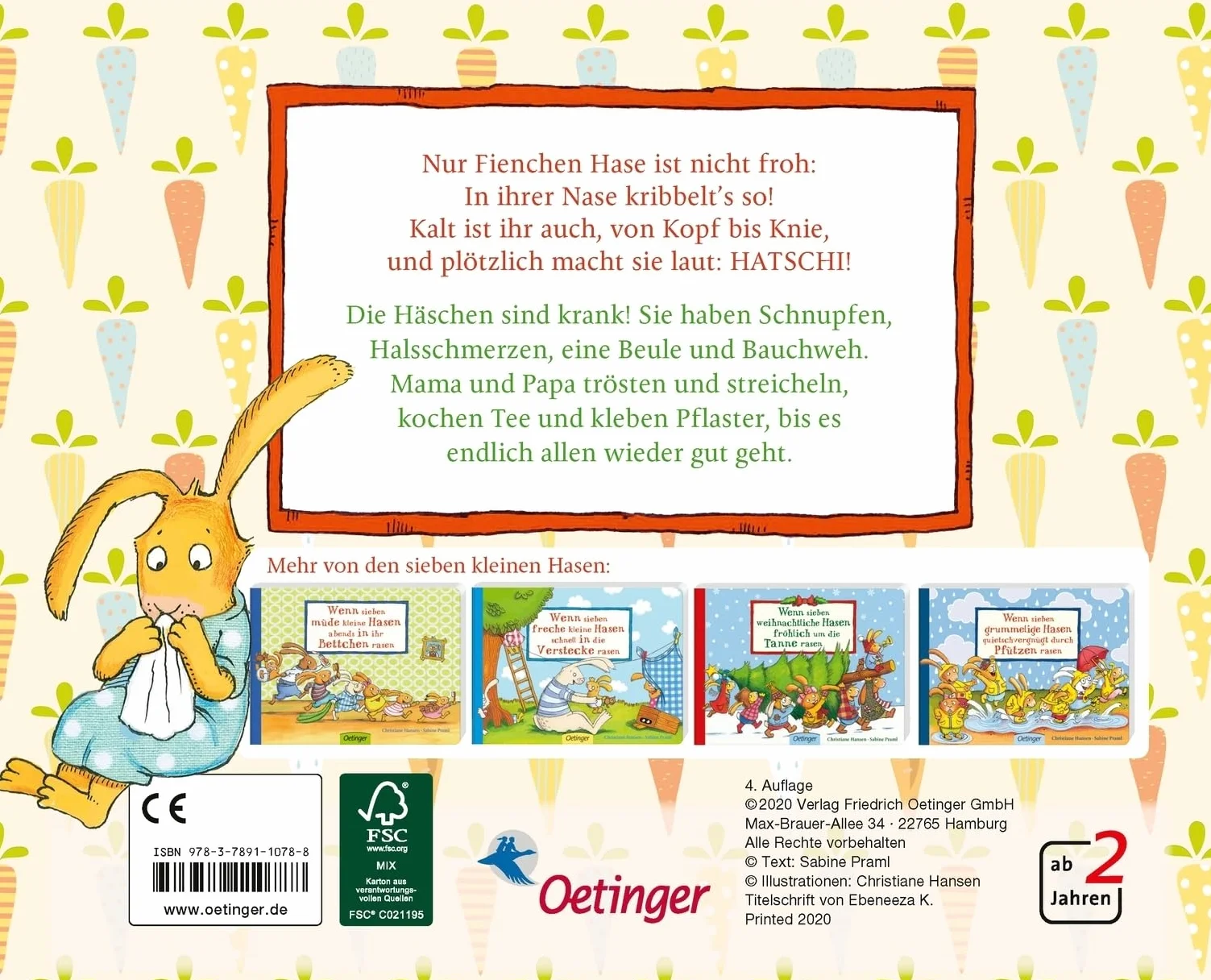 Wenn sieben kleine Hasen Schnupfennasen haben: Bilderbuch-Geschichte für Kinder ab 2 Jahren