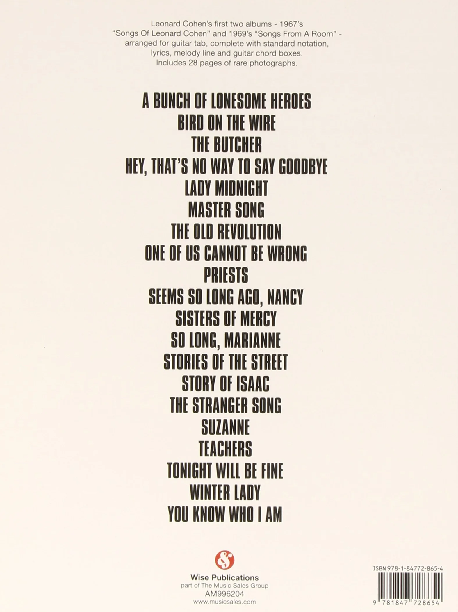 Leonard Cohen: Collector's Edition - Guitar Tab, Full Lyrics, Melody Line