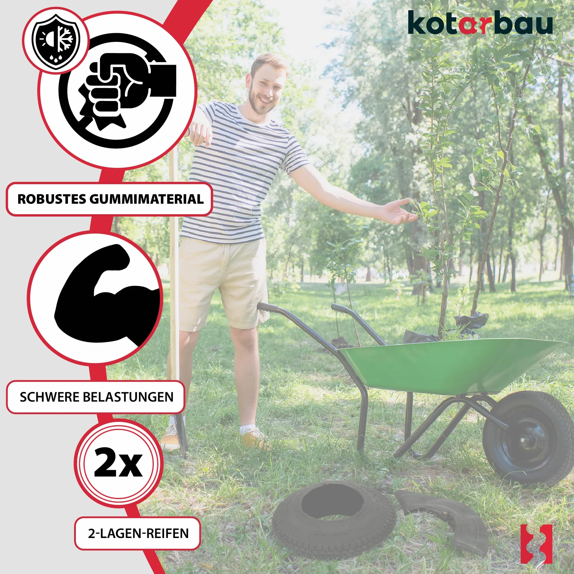 KOTARBAU Opona z Dętką 4.80/4.00-8 do Koła Taczki