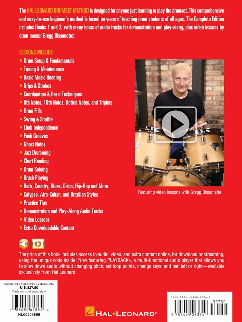 Hal Leonard Drumset Method Complete Edition Book Online Audio Books 1 & 2 Video