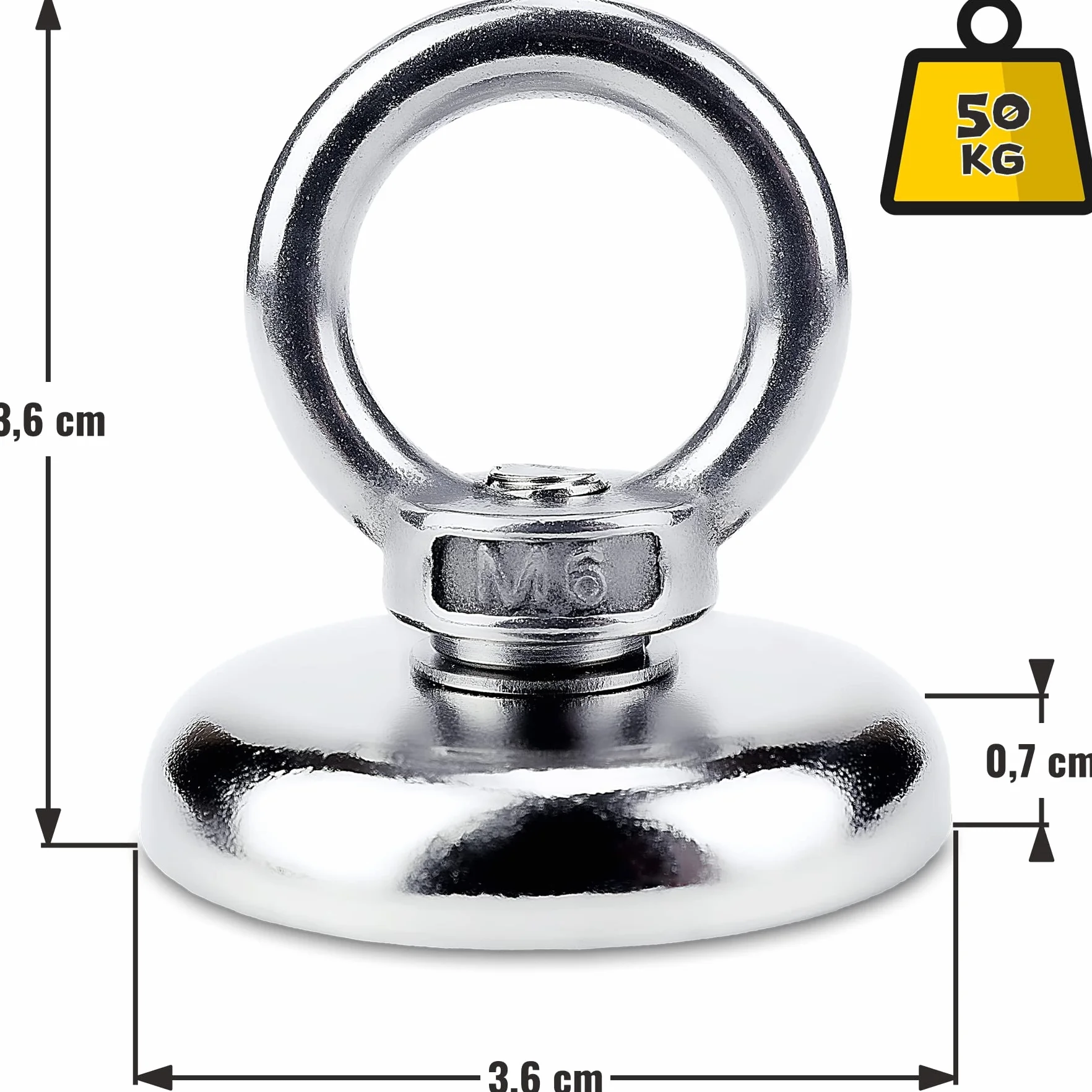 Magnes neodymowy oczkowy Ø36 x H36 mm 50 kg Sensei