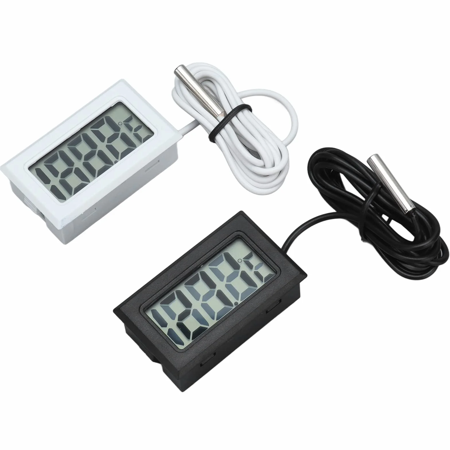 2 szt. Elektroniczny Termometr Cyfrowy Wodoodporny Miernik Temperatury Sondy z Wyświetlaczem do Wykrywania Pod wodą -50 ℃ ~ 110 ℃ (czarny biały)