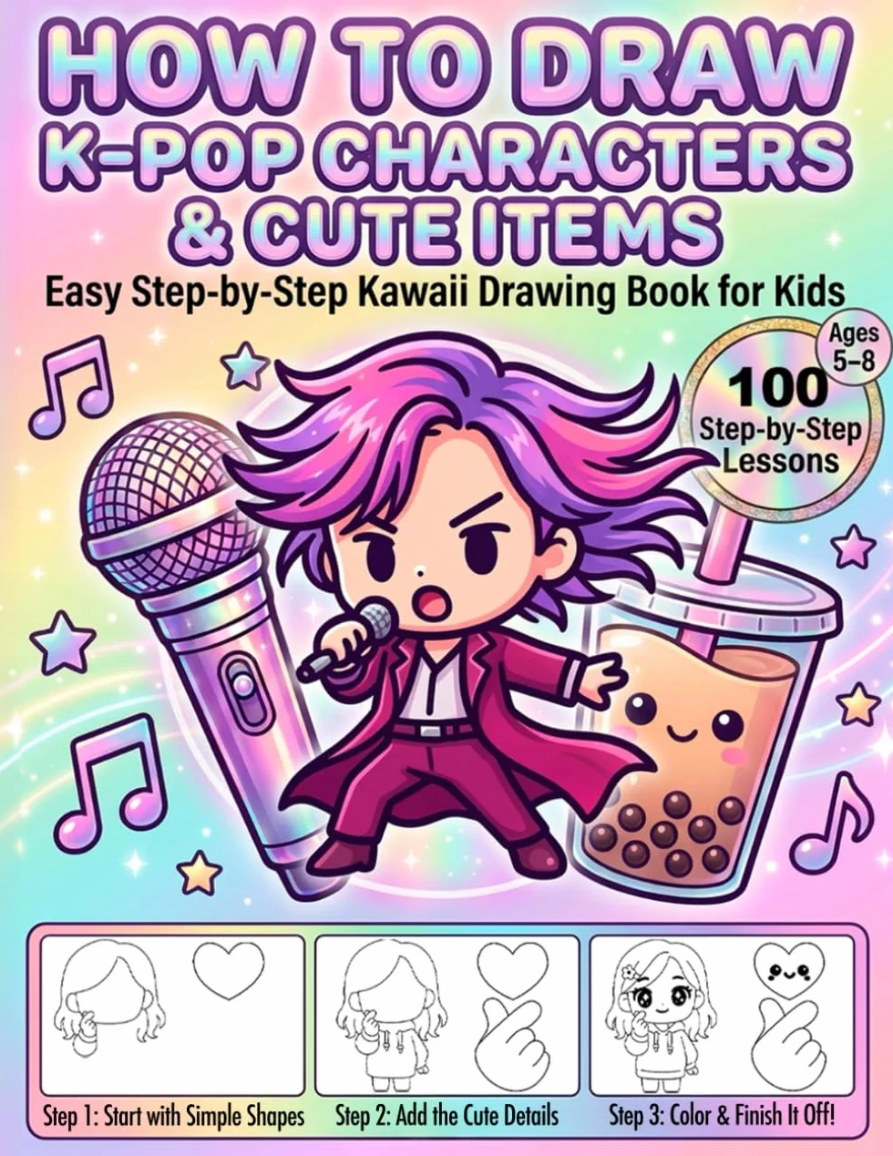 How to Draw K-Pop Characters and Cute Items: Easy Step-by-Step Kawaii Drawing Book for Kids Ages 5-8