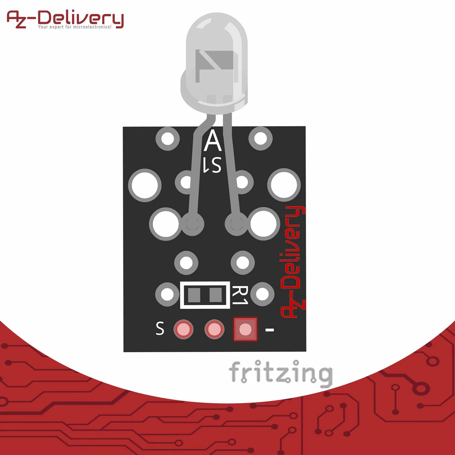 AZDelivery KY-005 IR Moduł nadajnika podczerwieni kompatybilny z Arduino Raspberry Pi
