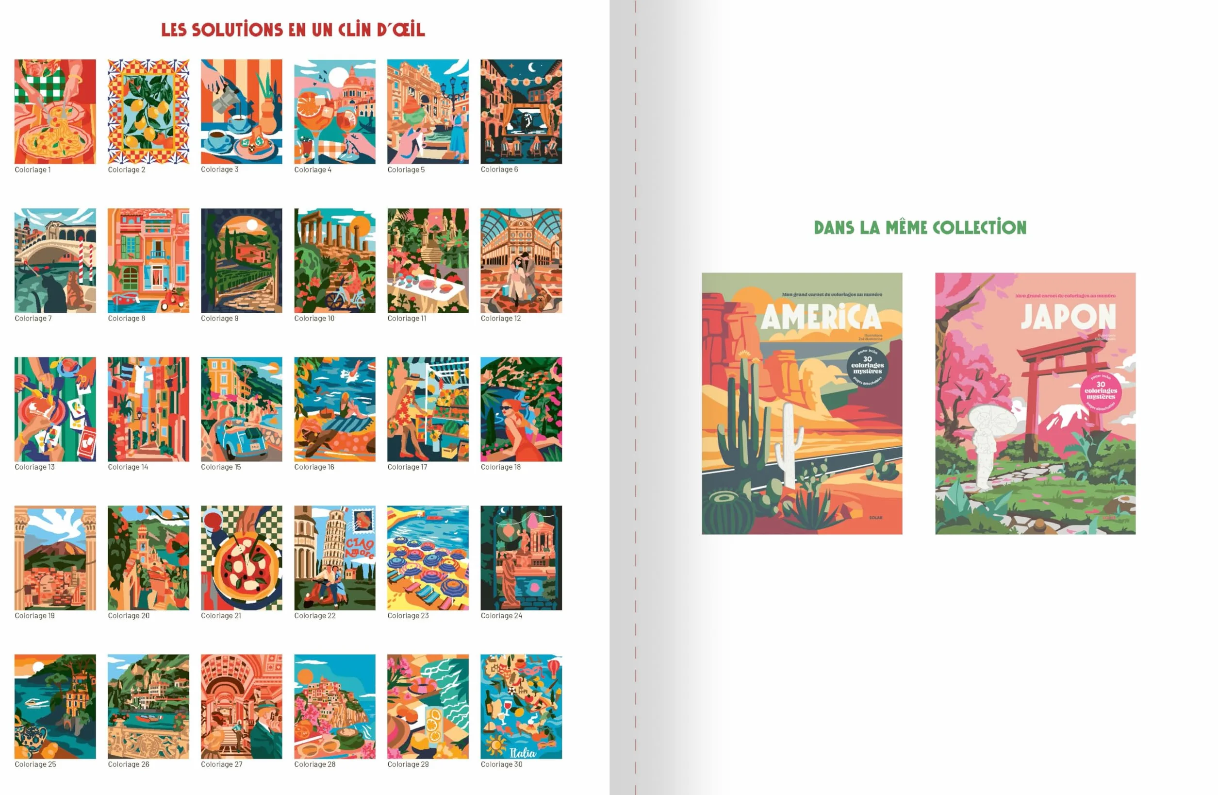 Bella Italia - 30 Coloriages mystères pour adultes - Pages détachables + 1 Grand poster - Papier épais 190 gr: Mon grand carnet de coloriages au numéro