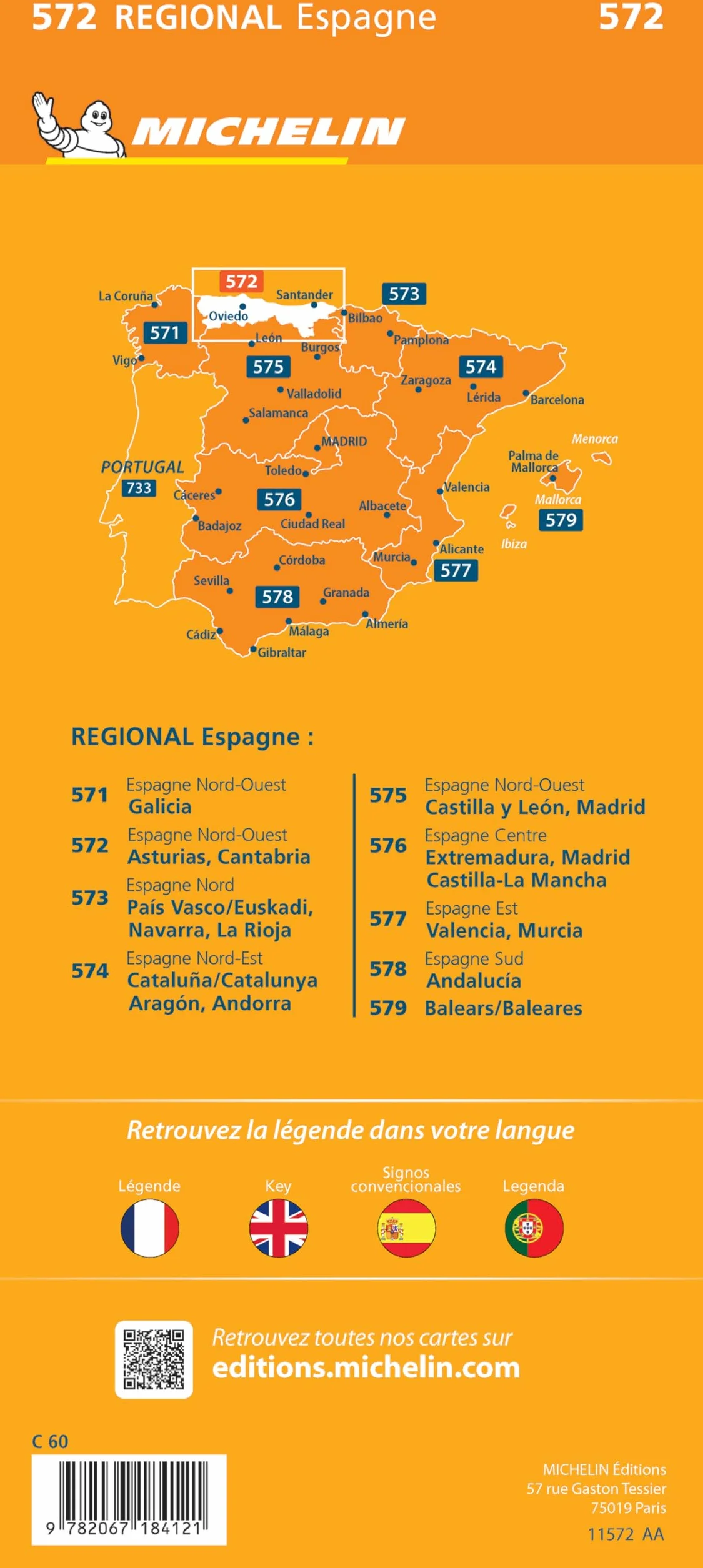 Carte Régionale Espagne Nord-Ouest : Asturias Cantabria: Wegenkaart Schaal 1 : 250.000: 572