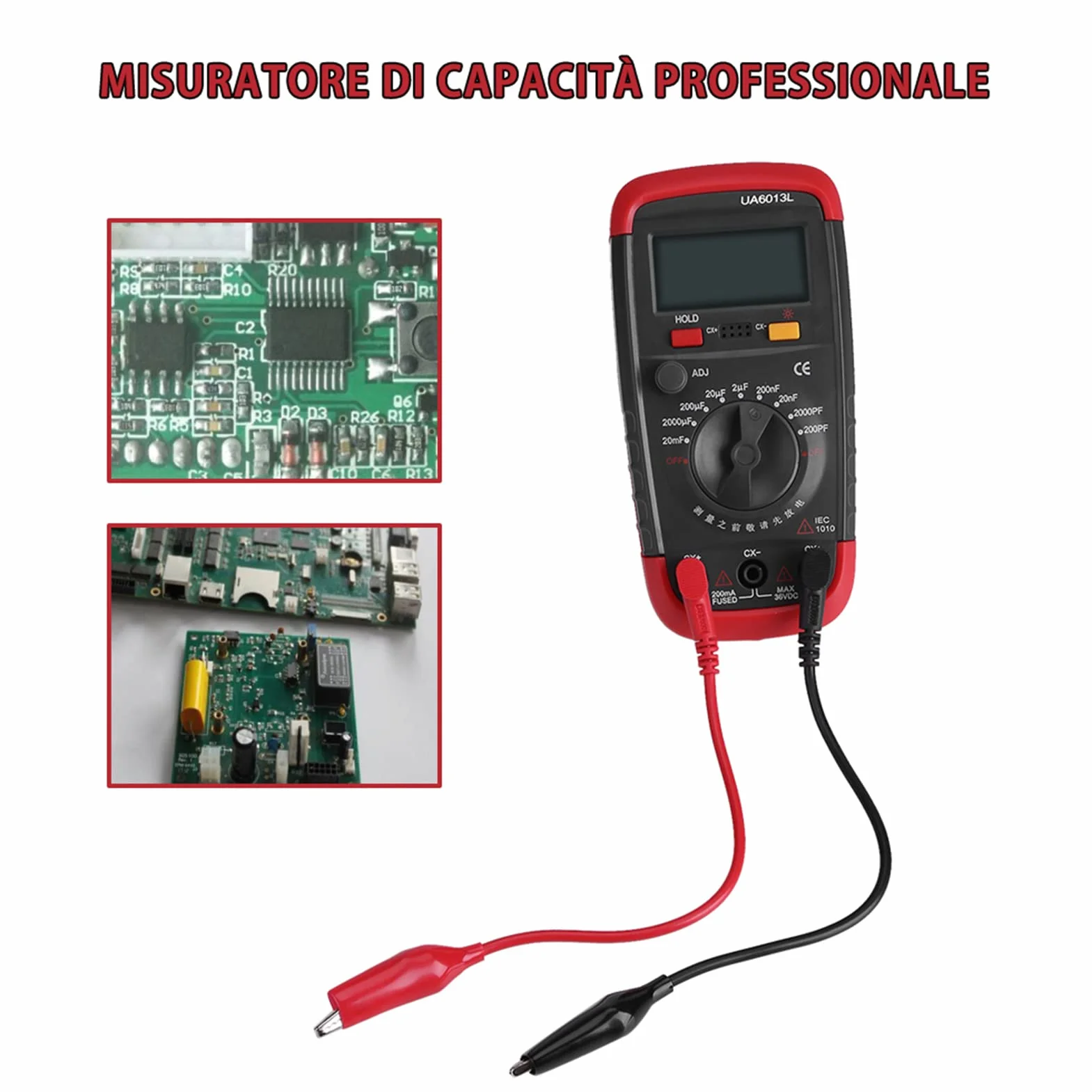 Tester Kondensatora Uyigao Metercapacitance Miernik Cyfrowy Miernik Pojemności 6013L LCD Narzędzie do Testowania Wyświetlania