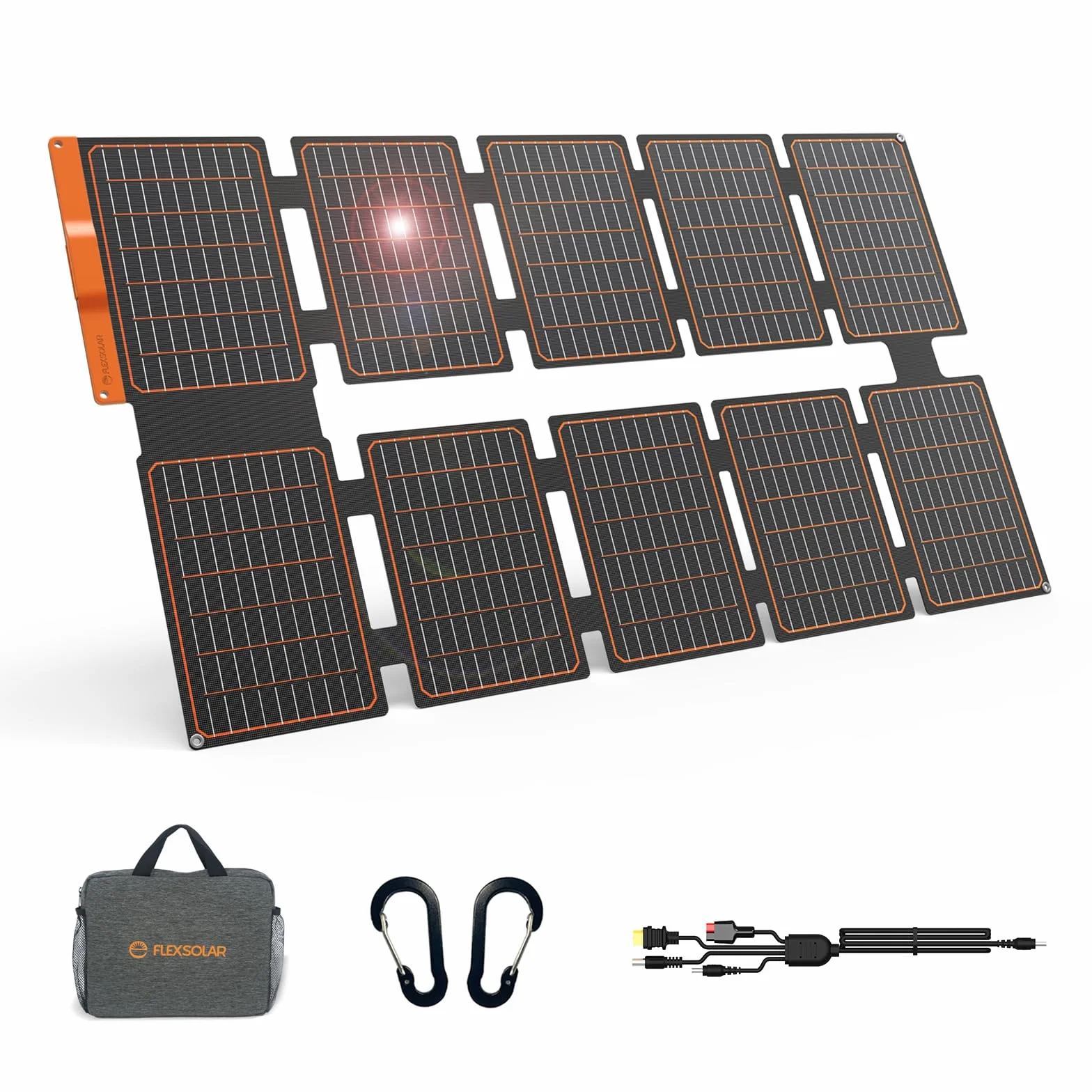 FlexSolar Panel słoneczny 100 W, składana ładowarka solarna ETFE zestaw monokrystaliczny do generatorów solarnych Powerstation