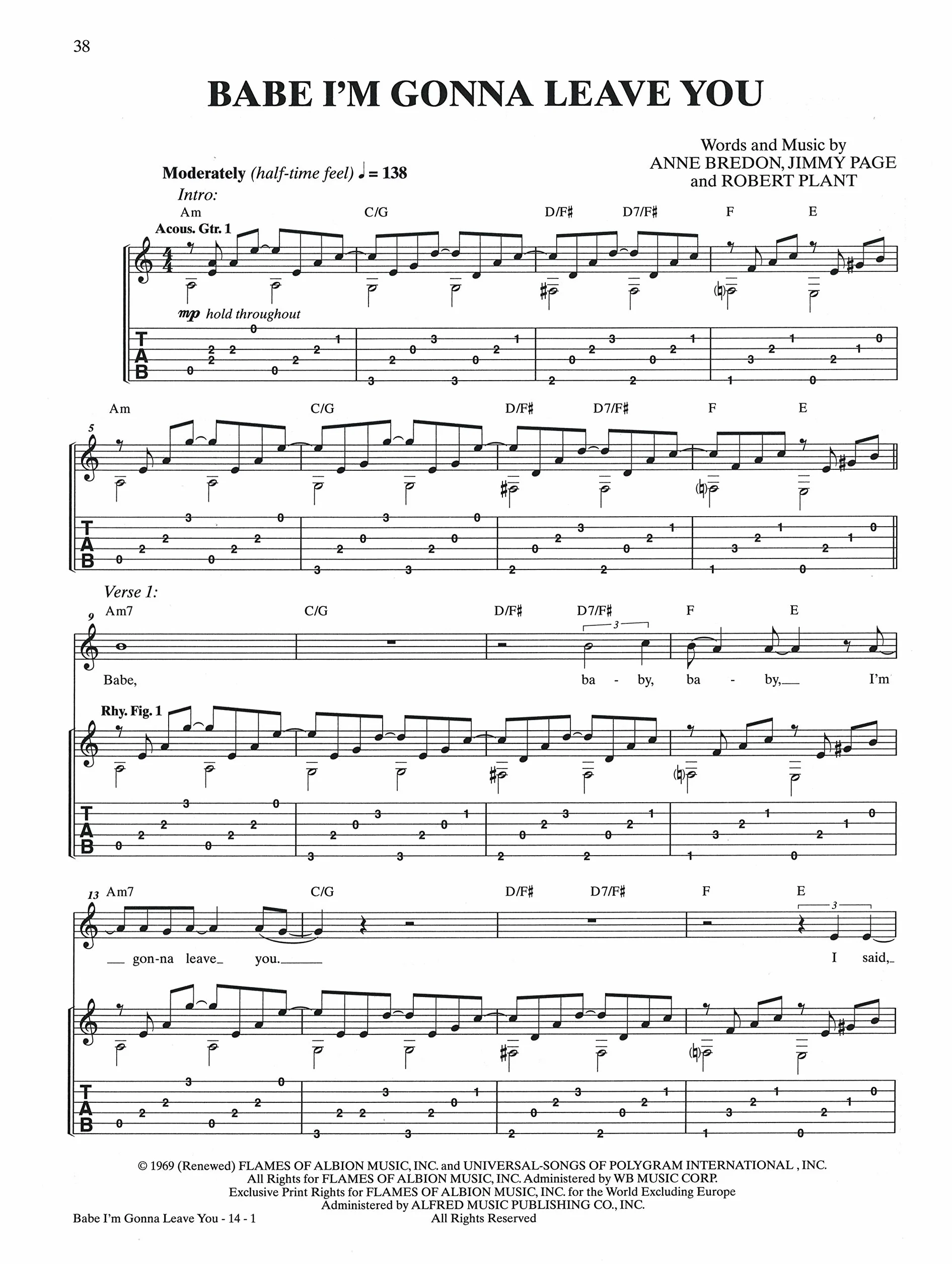 Led Zeppelin -- Mothership: Authentic Guitar Tab