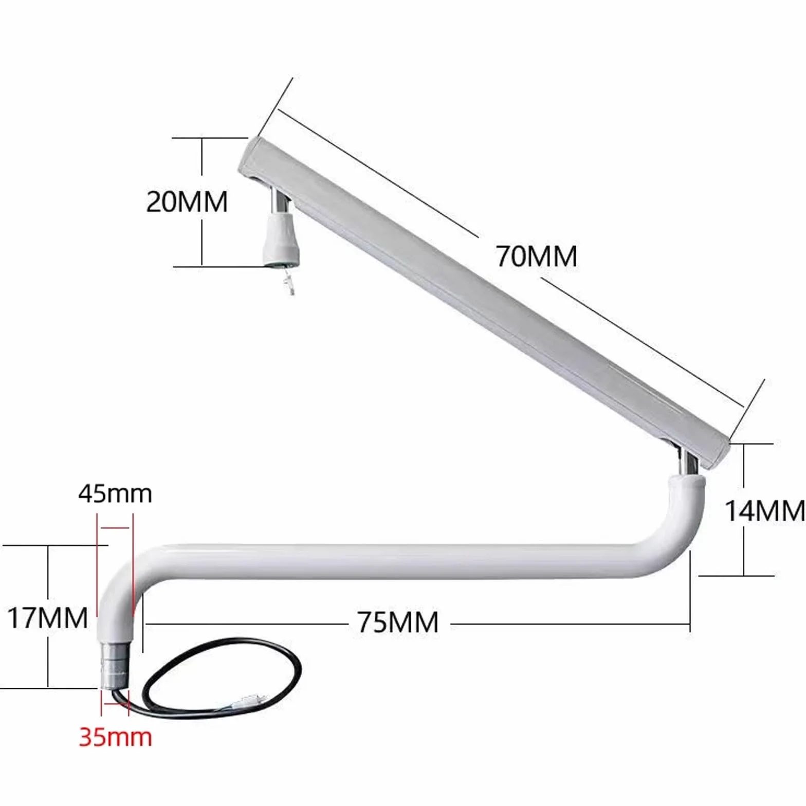 Lampa Stomatologiczna LED Do Badań Chirurgicznych Uchwyt Ze Stopu Aluminium Interfejs Ramienia 22-35mm