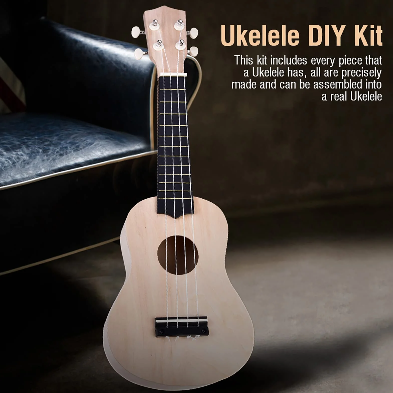 Zestaw do Ukulele DIY 4-strunowy Lipa Instrument Muzyczny dla Początkujących