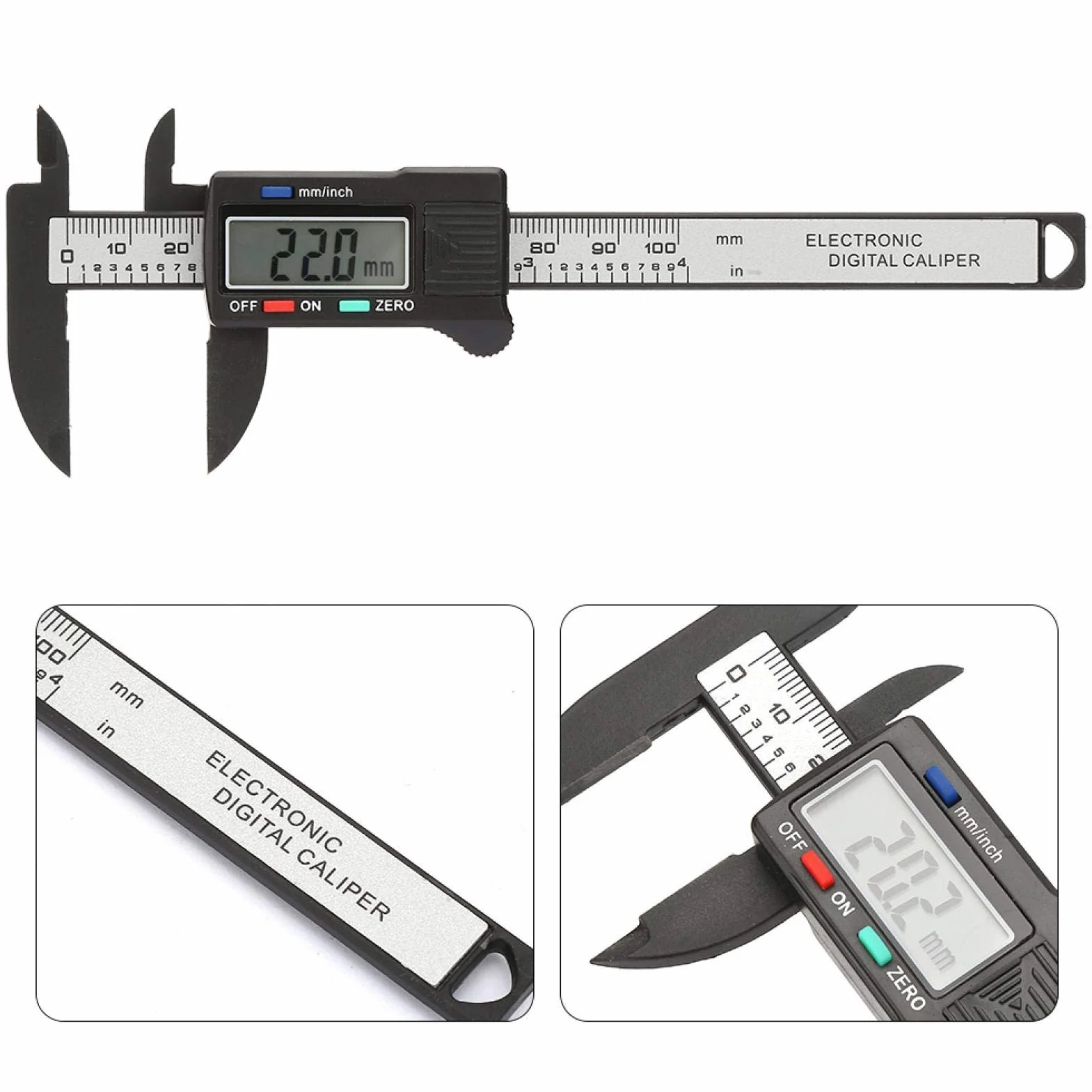 Elektroniczna Suwmiarka Cyfrowa, Mikrometr Cyfrowy Suwmiarka z Włókna Węglowego z Ekranem LCD do Użytku Domowego DIY