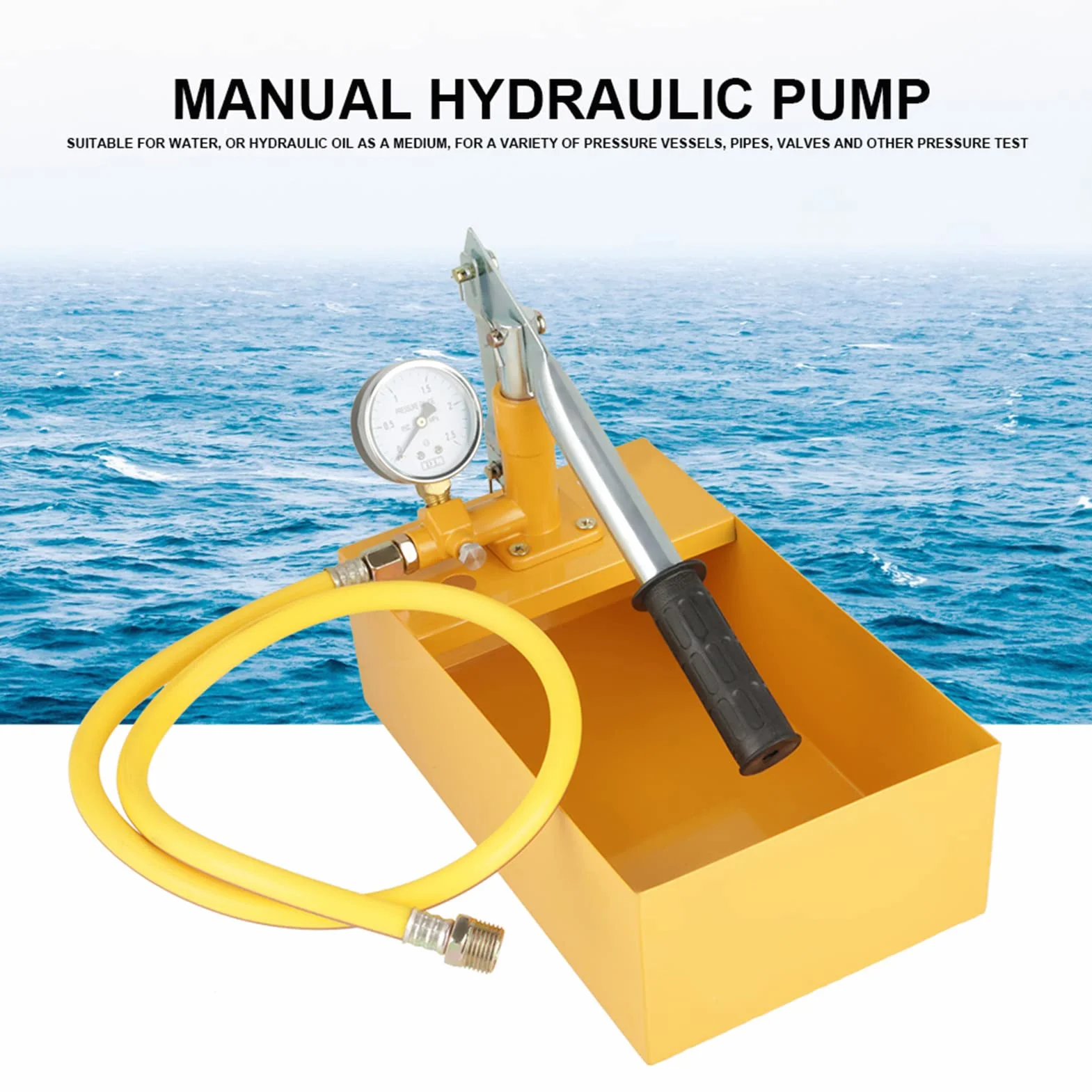 Pompa do Testowania Ciśnienia Wody Hydrostatyczna Pompa Testowa żółta Aluminiowa 2.5Mpa 25Kg Ręczna Hydrauliczna Pompa do Testowania Ciśnienia Wody Narzędzie do Testowania