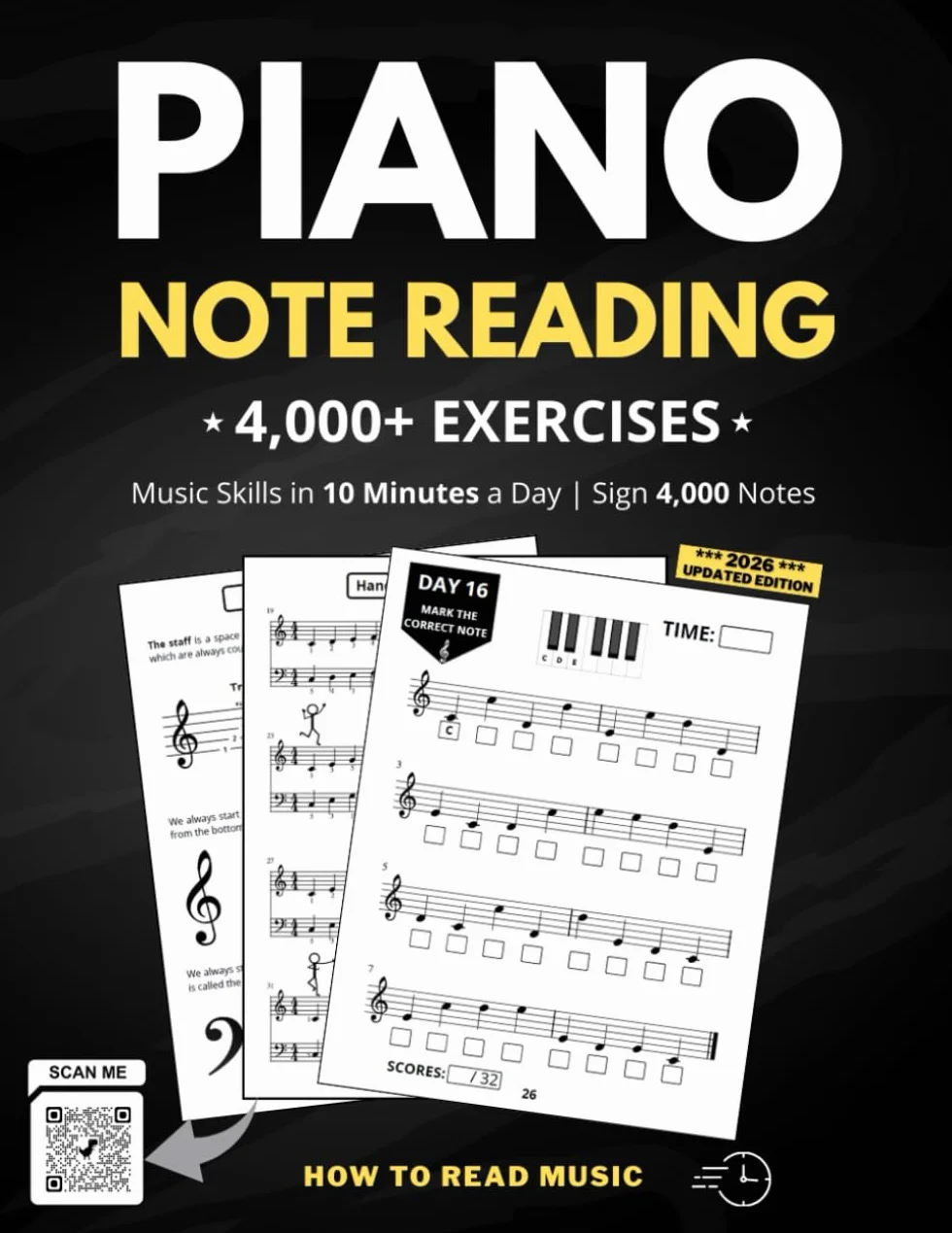 Piano Note Reading Exercises: Music Skills Workbook, Read Music, 4,000 Notes