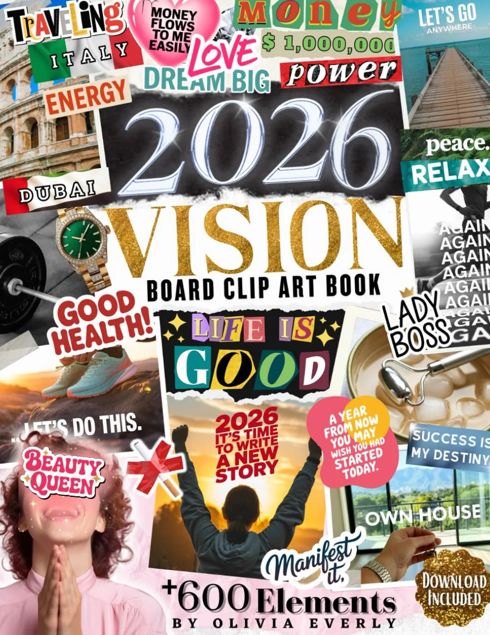 2026 Vision Board Clip Art Book: 600+ Extensive Collection of Powerful Pictures, Quotes, Words, and Affirmations to Create Dream Boards for Women & Men