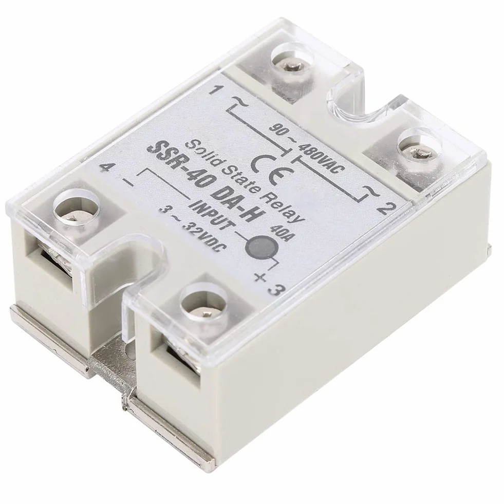 Moduł przekaźnika statycznego SSR-40DA-H 40A z wyłącznikiem bez, wejście 3-32V DC, wyjście 90-480V AC do procesów automatyzacji