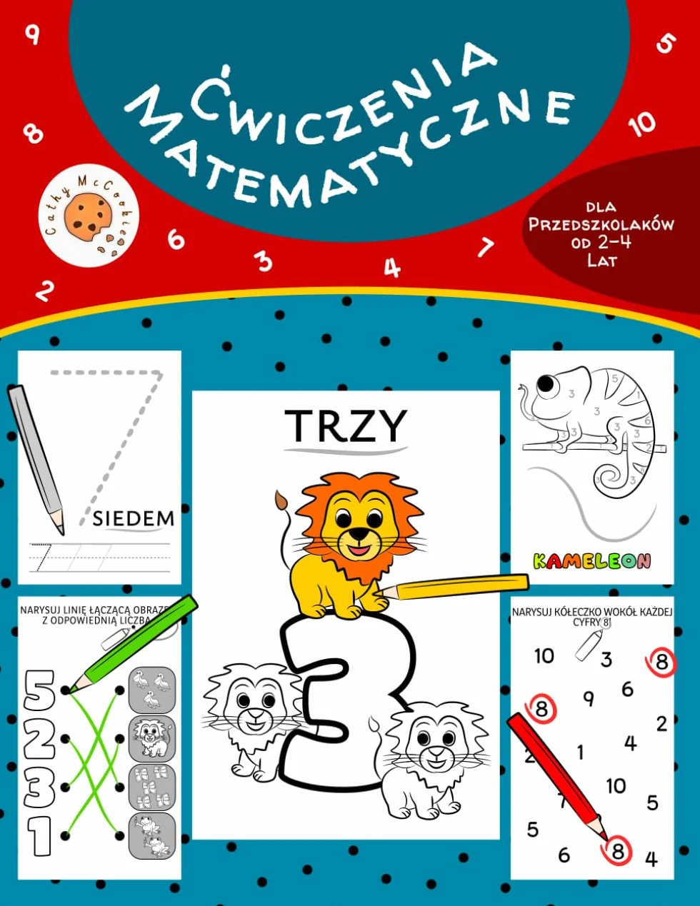 Ćwiczenia Matematyczne dla Przedszkolaków 2-4 Lat: Cyfry i Liczby 1-10, Zeszyt Zadań dla Maluchów, Labirynty, Koloruj Według Numerów