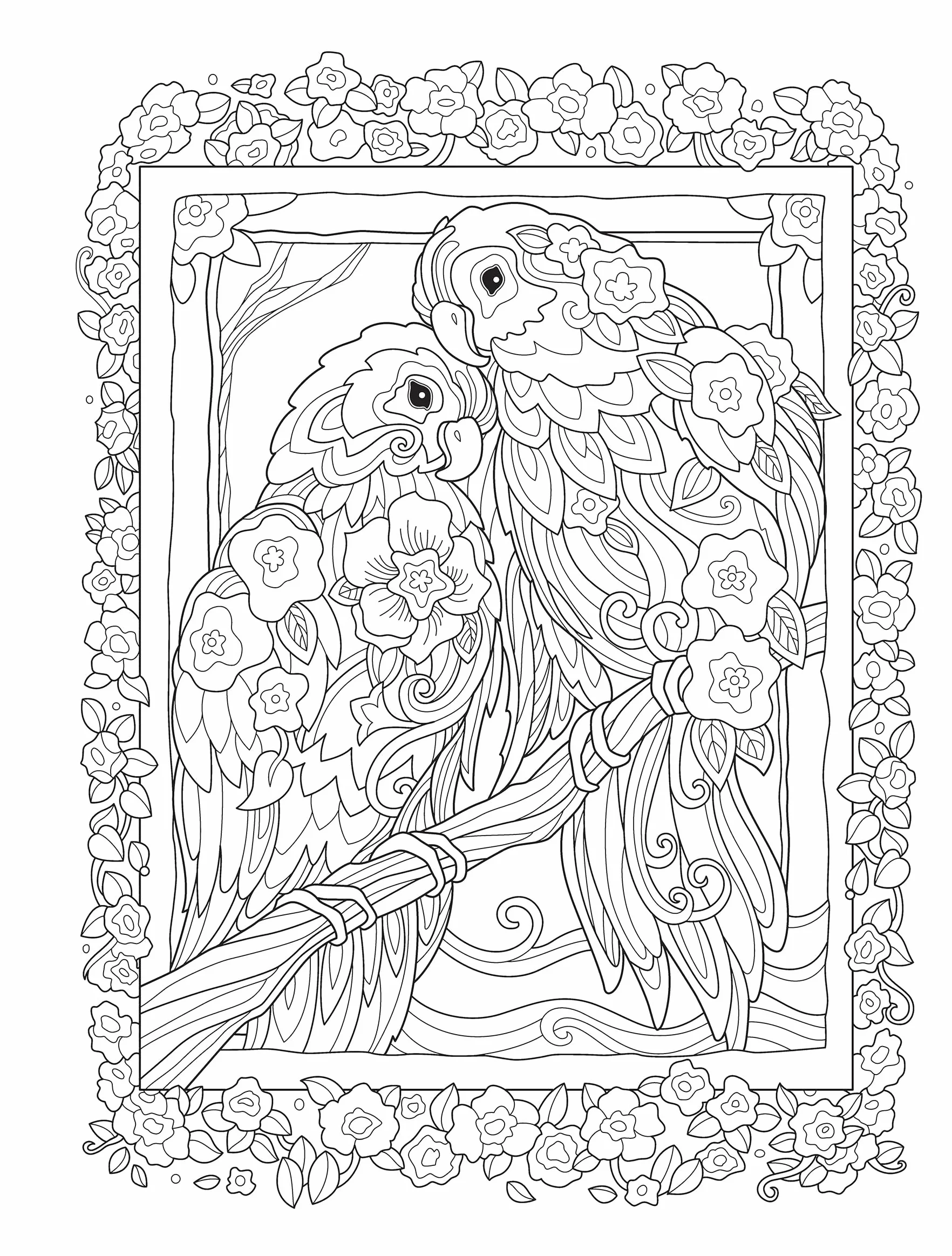 Creative Haven Birds and Blossoms Coloring Book