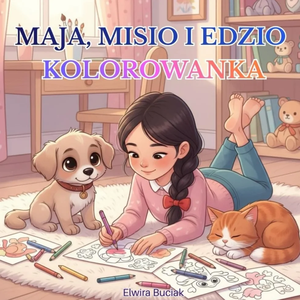 MAJA, MISIO I EDZIO – KOLOROWANKA: Kolorowanka edukacyjna o empatii, przyjaźni i pomaganiu zwierzętom dla dzieci 3–10 lat