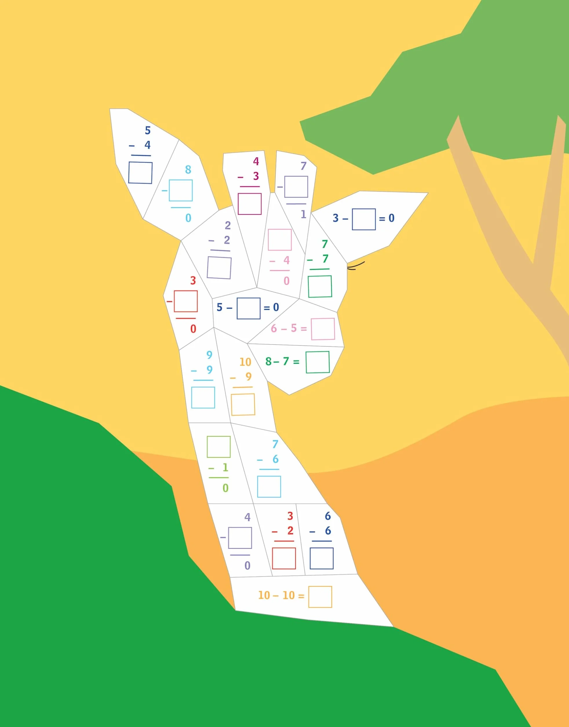 Learn by Sticker: Addition and Subtraction: Use Math to Create 10 Baby Animals!: 1