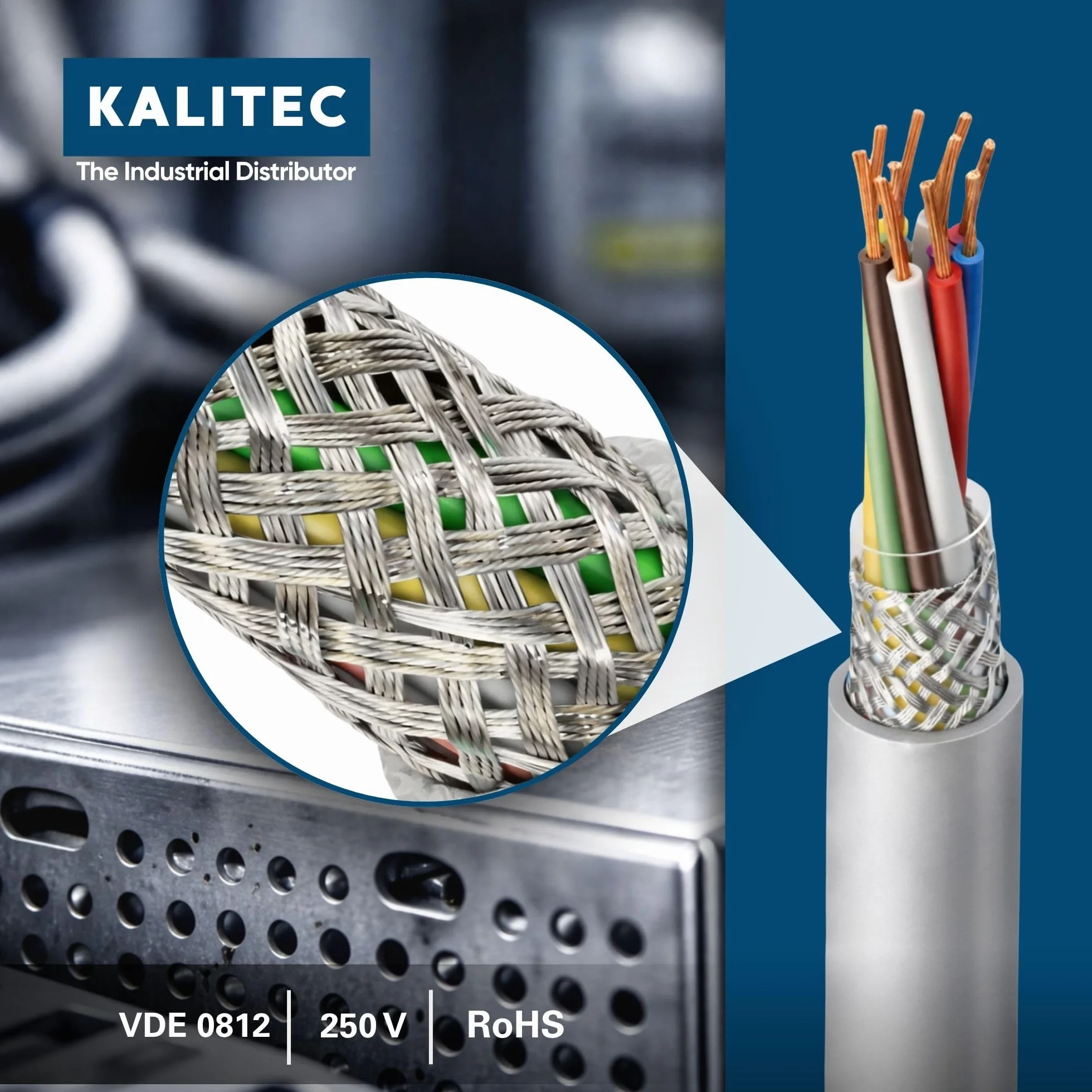 Kalitec LiYCY ekranowany przewód sterujący 10 m 2x0,25 mm² szary