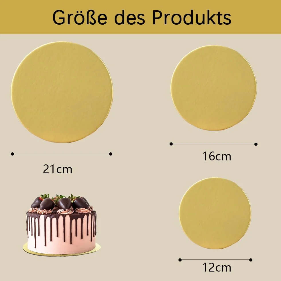 6 sztuk patery na tort, 3 rozmiary spodu, okrągłe, z kartonu, wielokrotnego użytku, idealne na urodziny, wesela, imprezę