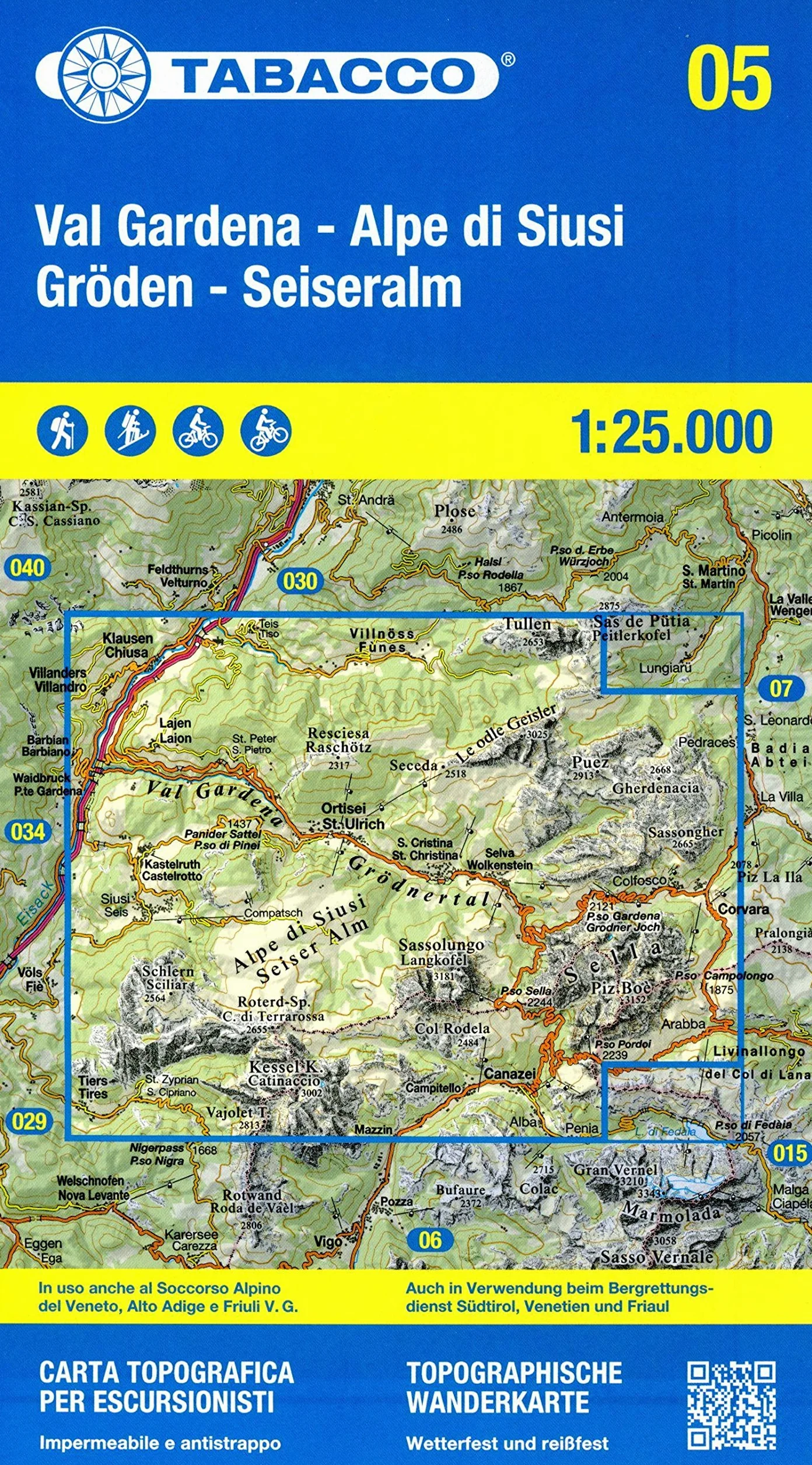 Alpe di Siusi Val Gardena Gröden Carta topografica 1:25.000 05