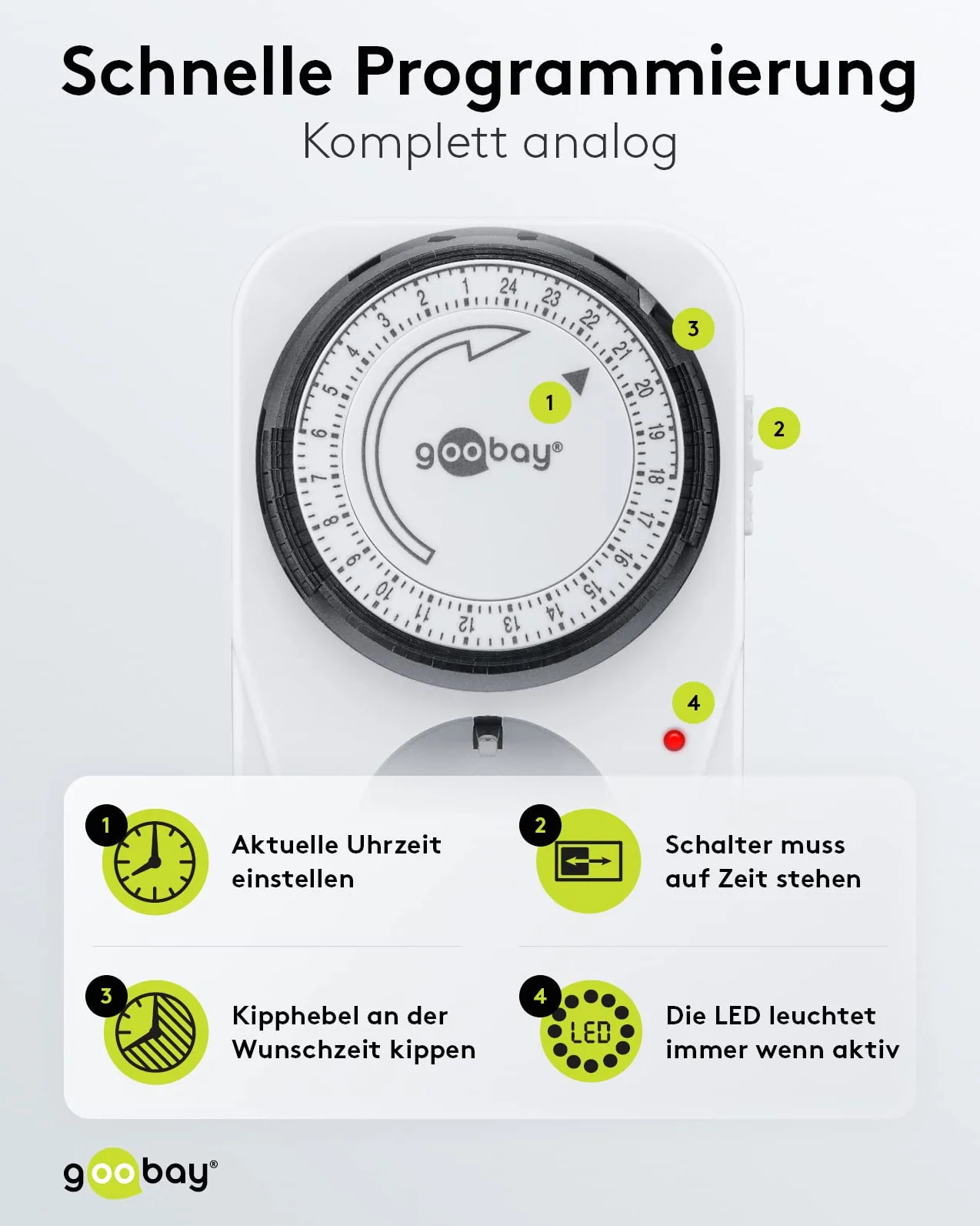 Goobay Analogowy zegar elektryczny 51276