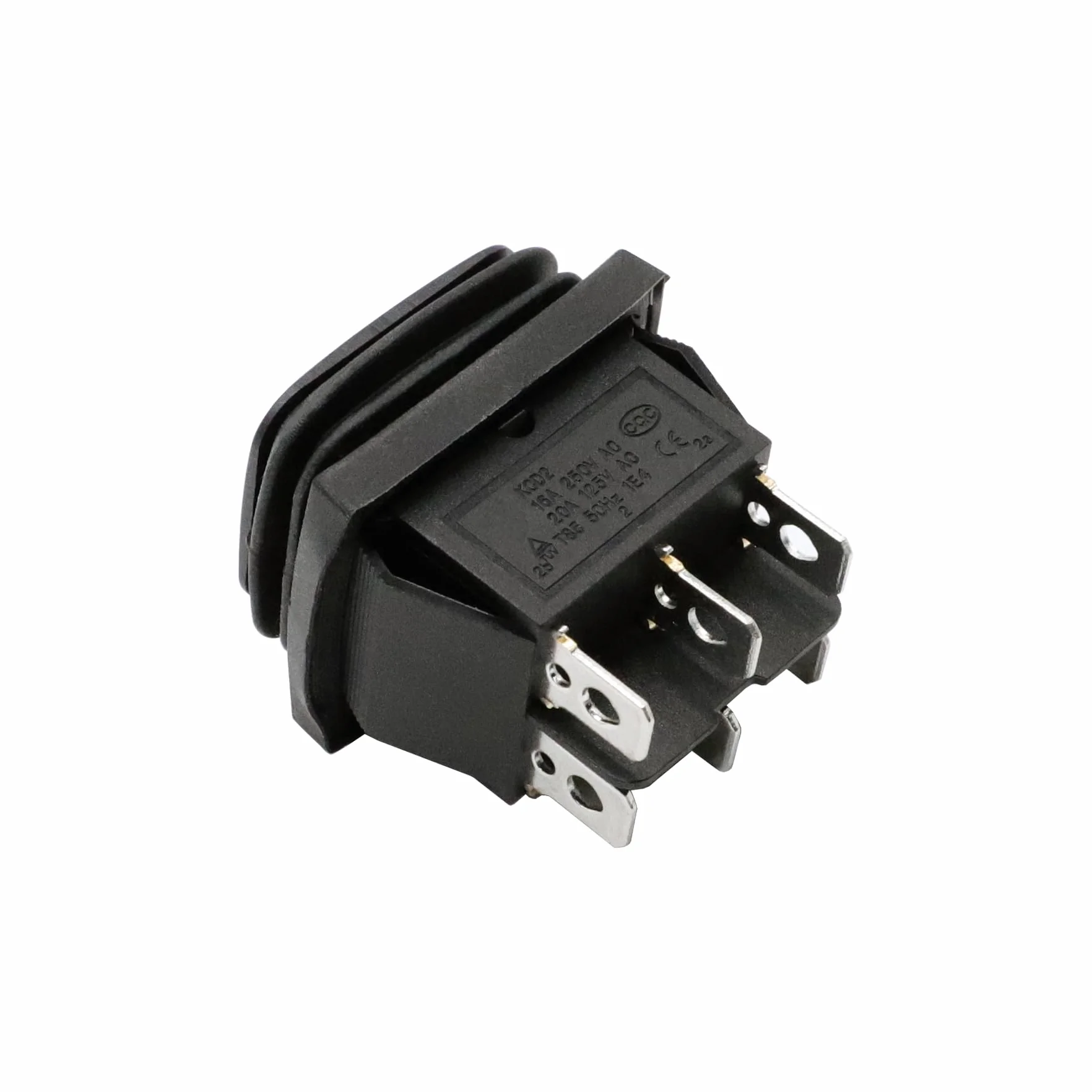 Rocker Switch, ON-Off-ON Switch, DPDT, 16A 250VAC, 6 Pins 3 pozycja, Z wodoodporny, Czarny 2Pcs