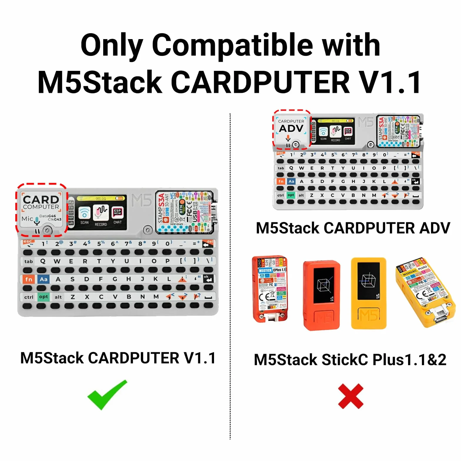 Karta M5Stack Cardputer RF 3 w 1, NRF24L01+ PA/LNA i CC1101 Sub-GHz Transceiver z gniazdem MicroSD - Moduł rozwoju Plug & Play IoT do analizy sygnału i szkolenia
