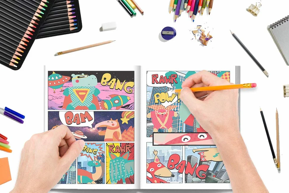 Kreiere deinen eigenen Comic: 100 leere Comic-Seiten für Erwachsene, Teenagers & Kinder