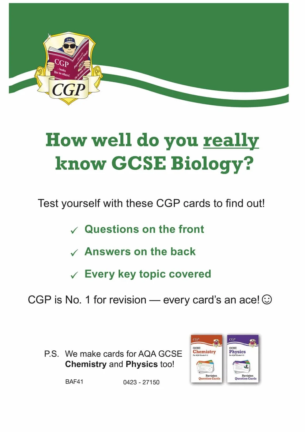 GCSE Biology AQA Revision Question Cards - Q&A cards for quick practice