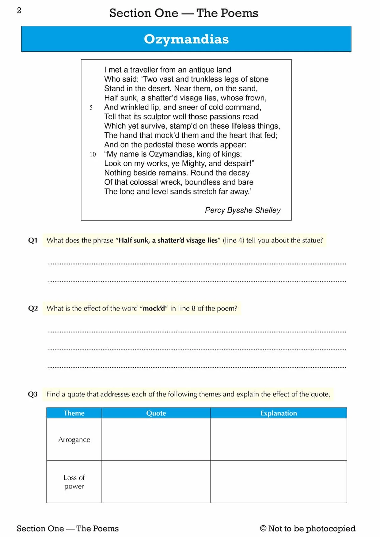 GCSE English Literature AQA Poetry Workbook: Power & Conflict Anthology (includes Answers)