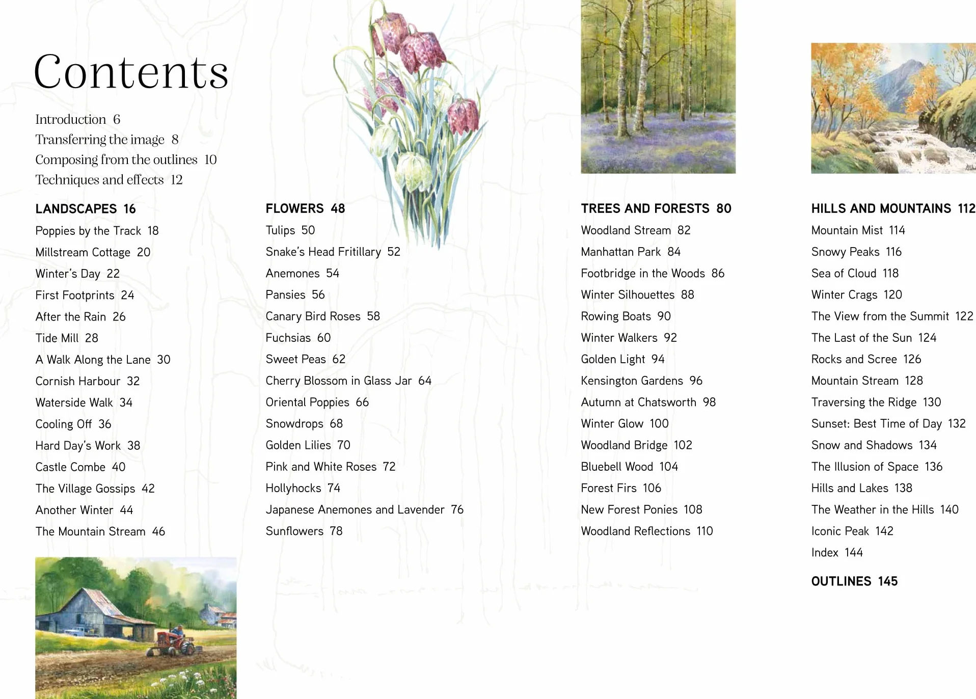The Watercolour Sourcebook: 60 Inspiring Pictures to Transfer and Paint with Full-Size Outlines