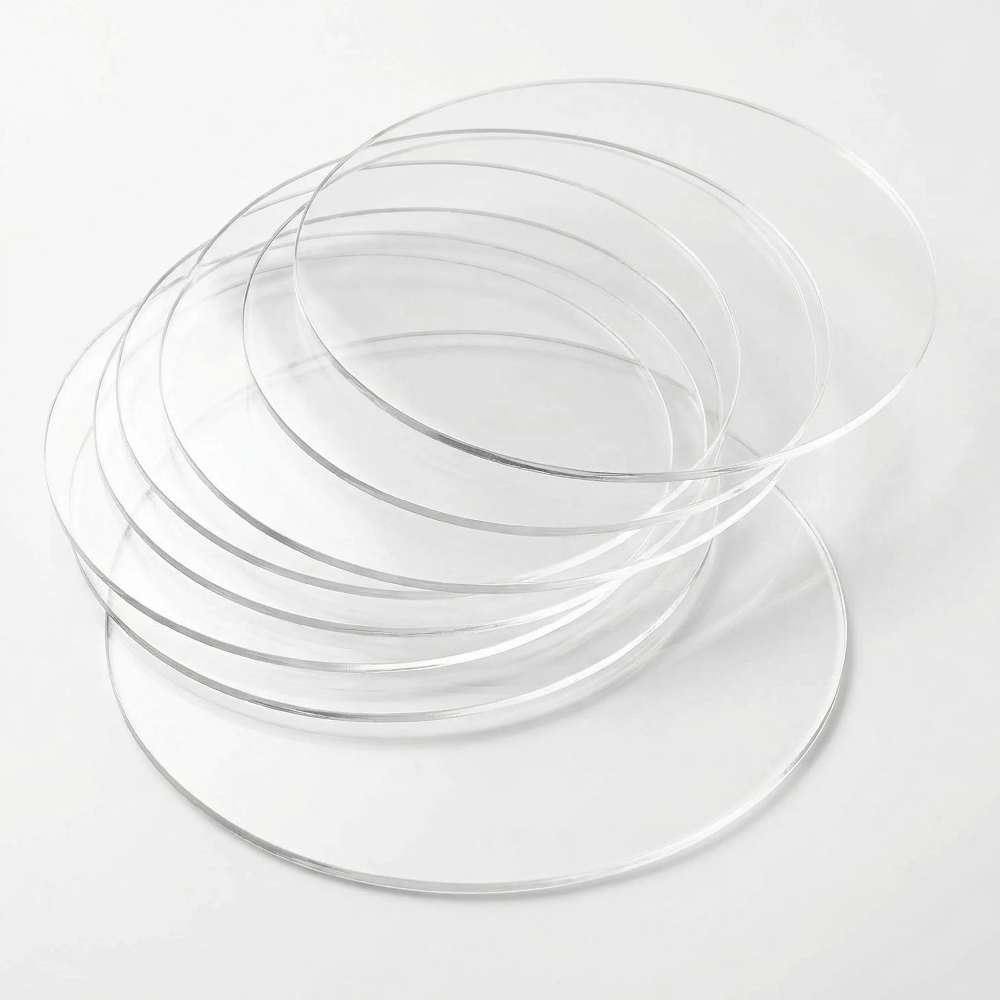 QWORK® Zestaw 10 Okrągłych Arkuszy Akrylowych Bezbarwnych - Grubość 1mm - Do Ramek Do Obrazów, Ekspozytorów Na Torty, Kartki Party Place (20cm)