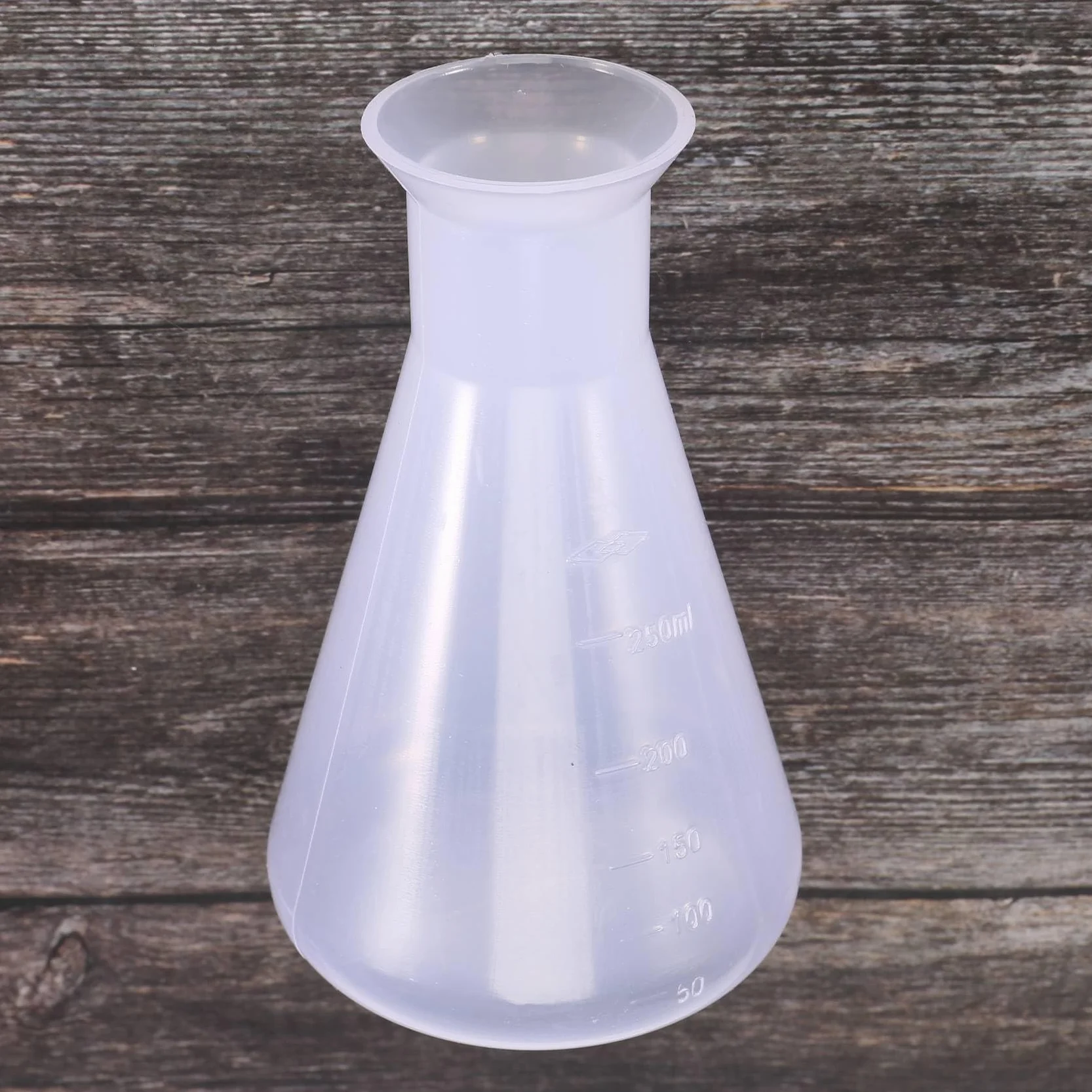 Tworzywo sztuczne, przezroczyste, laboratoryjne, chemiczne kolby Erlenmeyera, butelka, 250 ml