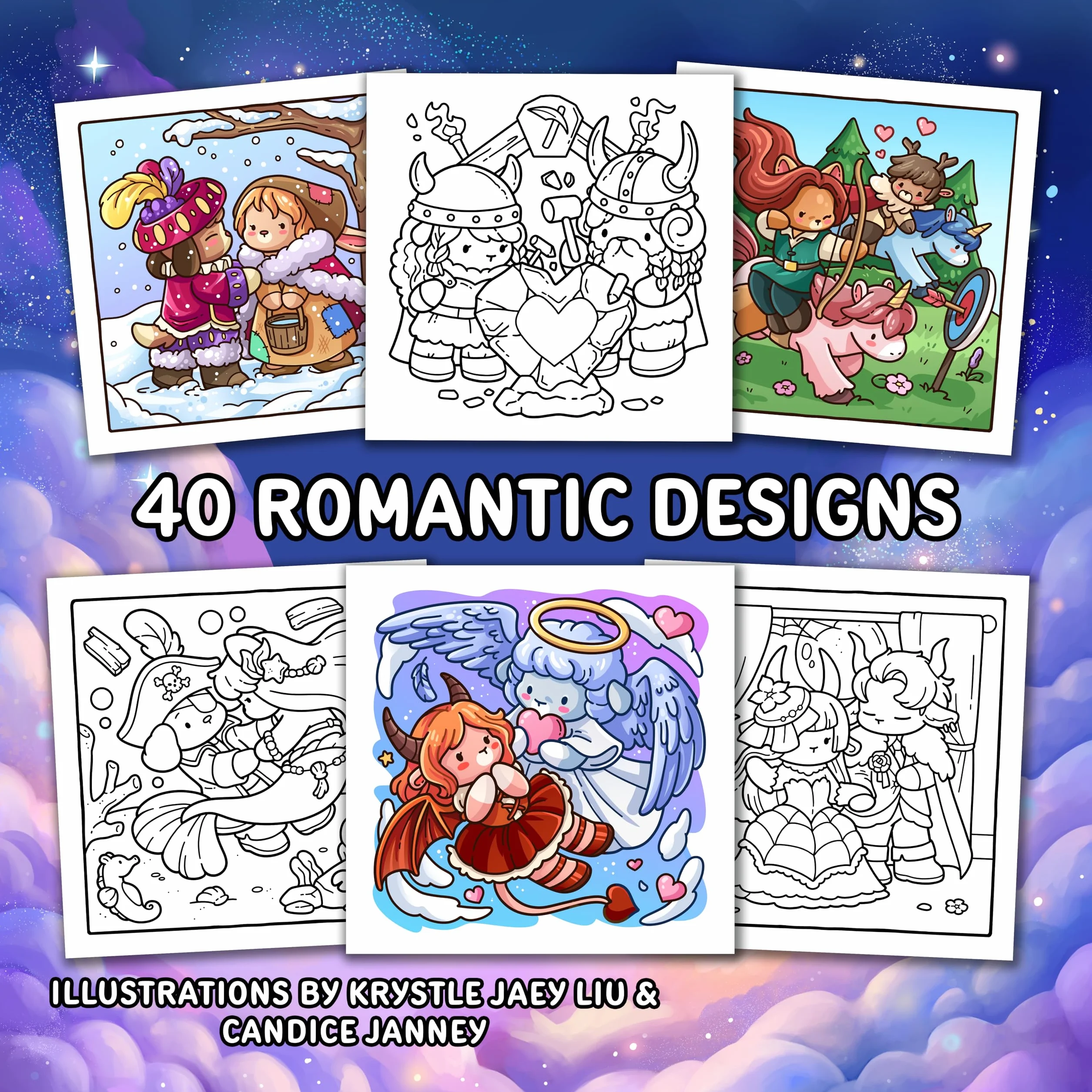 Cozy Romantasy: Cute Coloring Book for Adults and Teens with Fantasy Romance Scenes