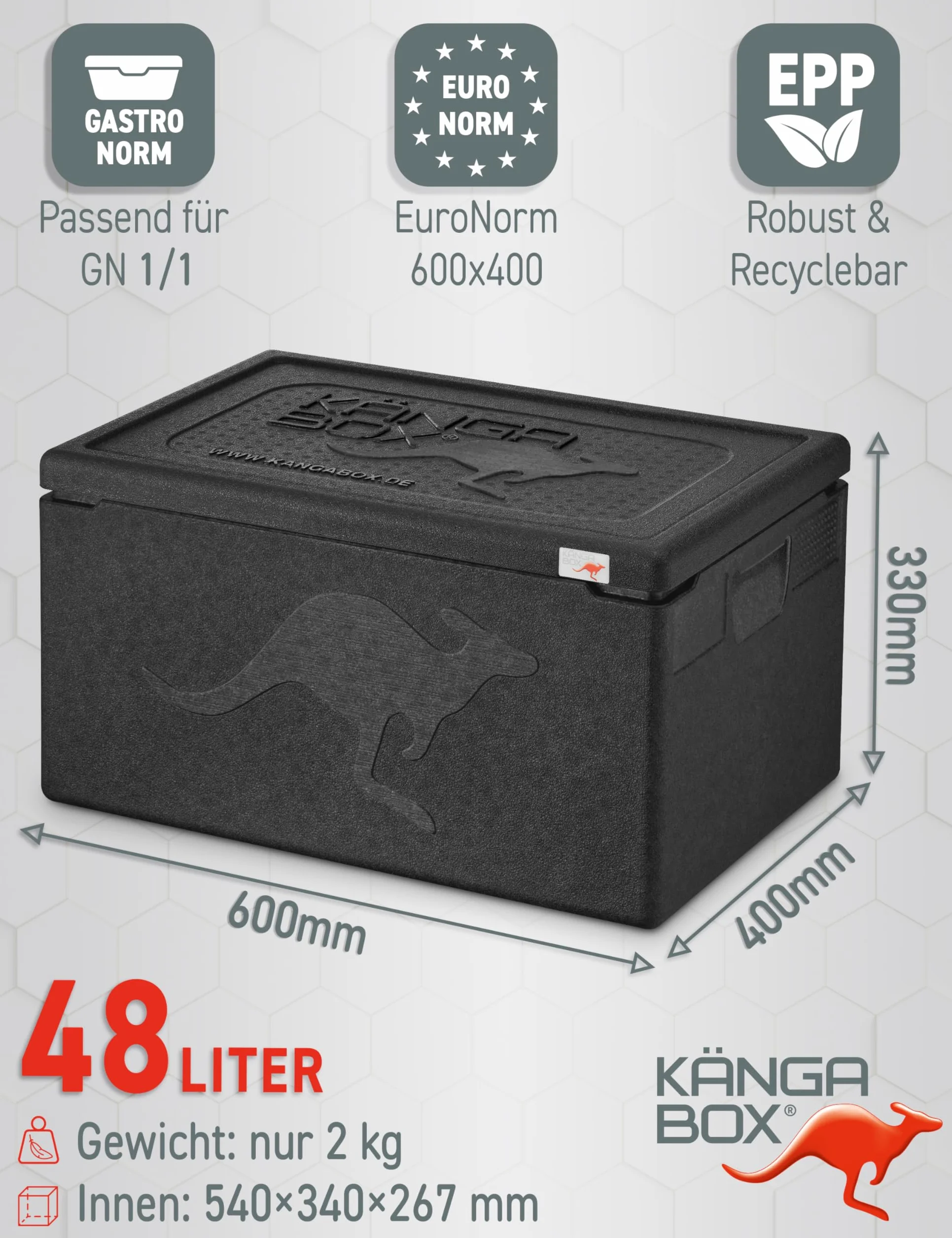 Thermobox GN 1/1 46 l czarny izolacyjny pudełko do transportu zimnego i ciepłego