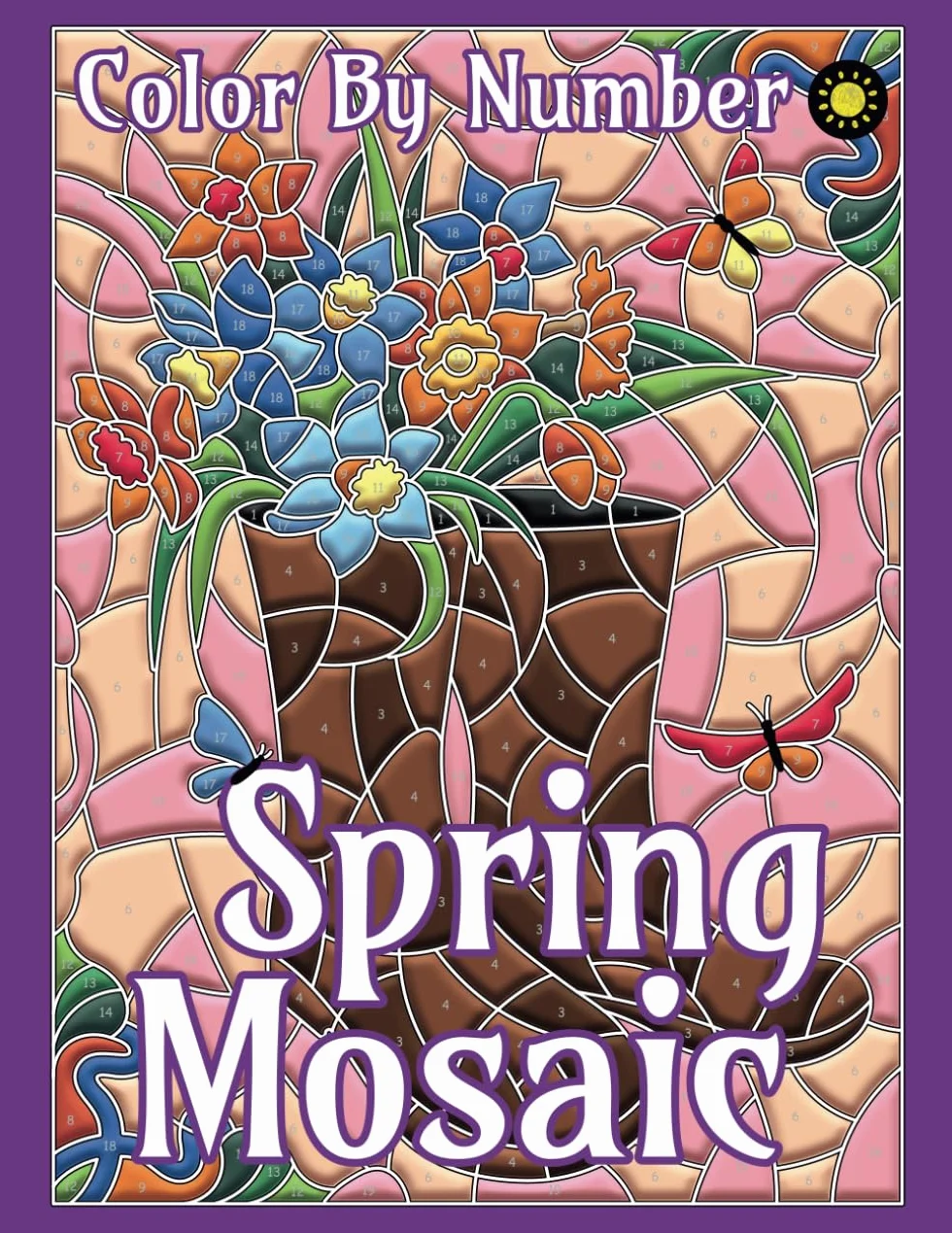 Spring Mosaic Color By Number Book for Adults Relaxation Stress Relief